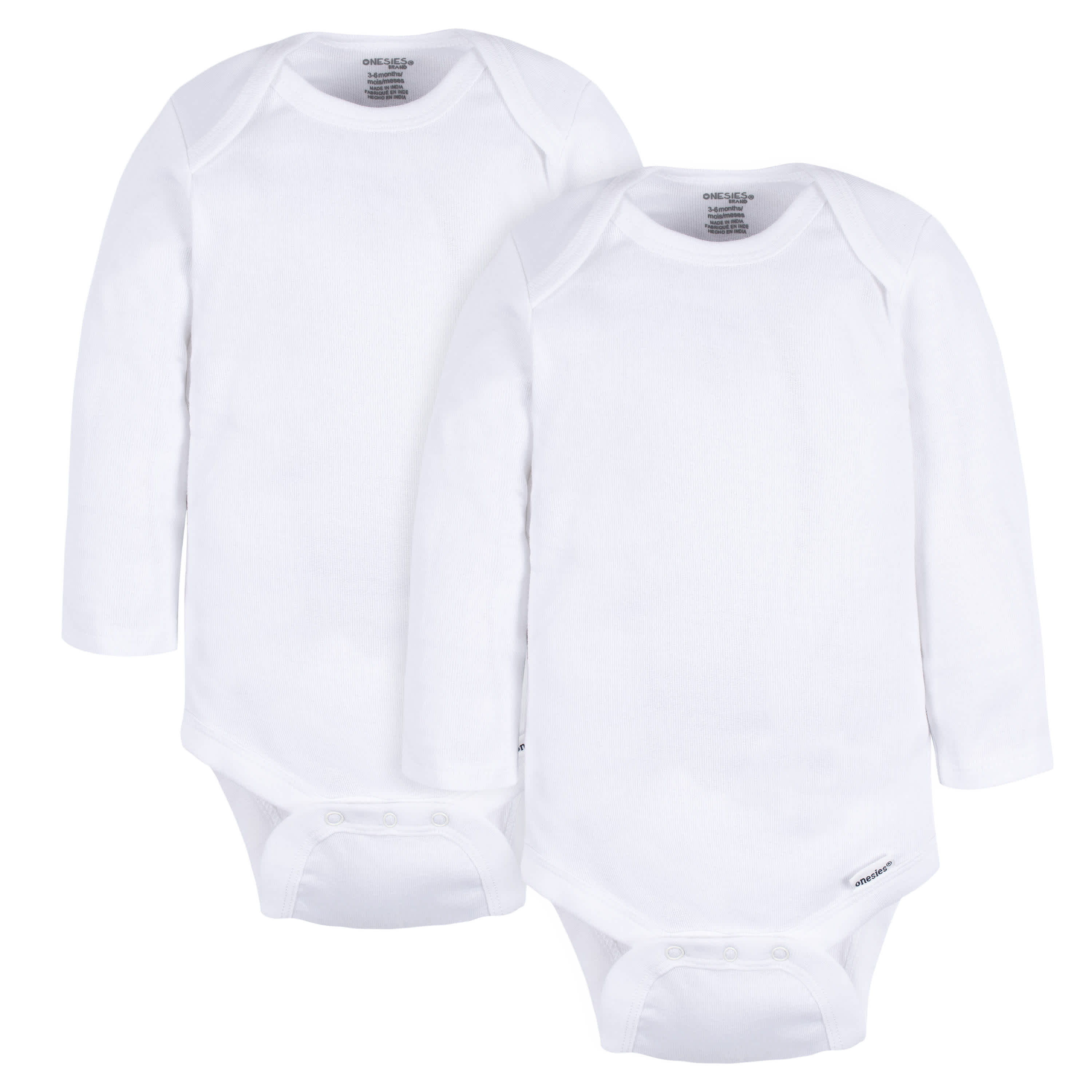 2-Pack Baby Neutral White Long Sleeve Onesies Bodysuits