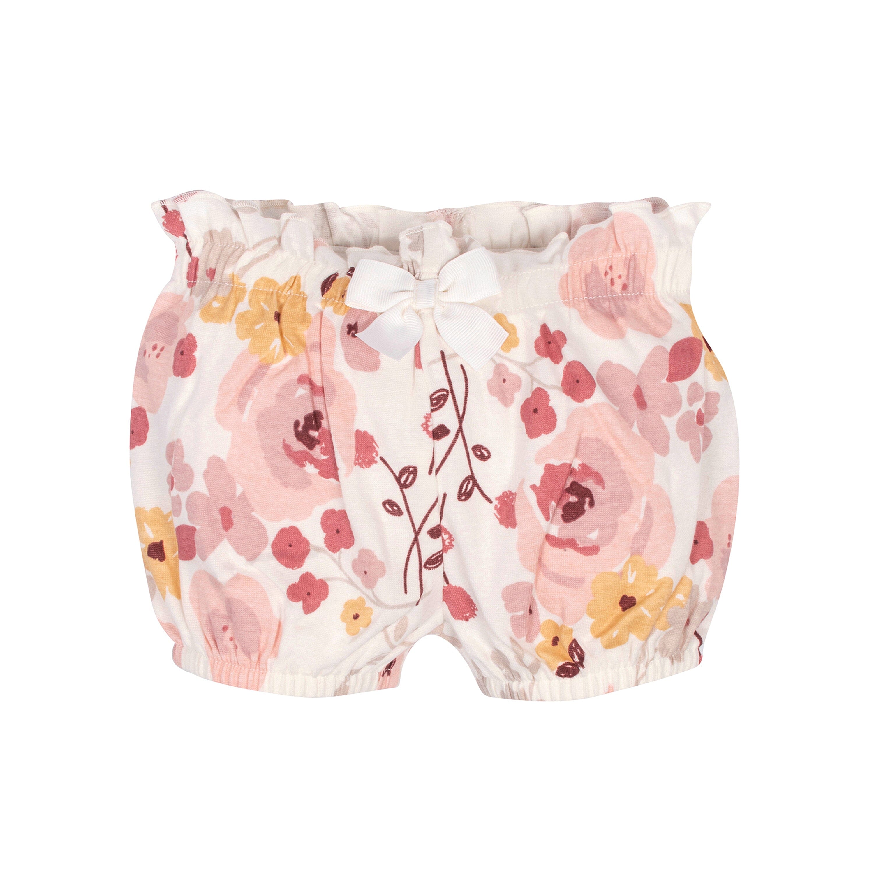 4-Pack Baby Girls Pink Floral Bloomer Shorts