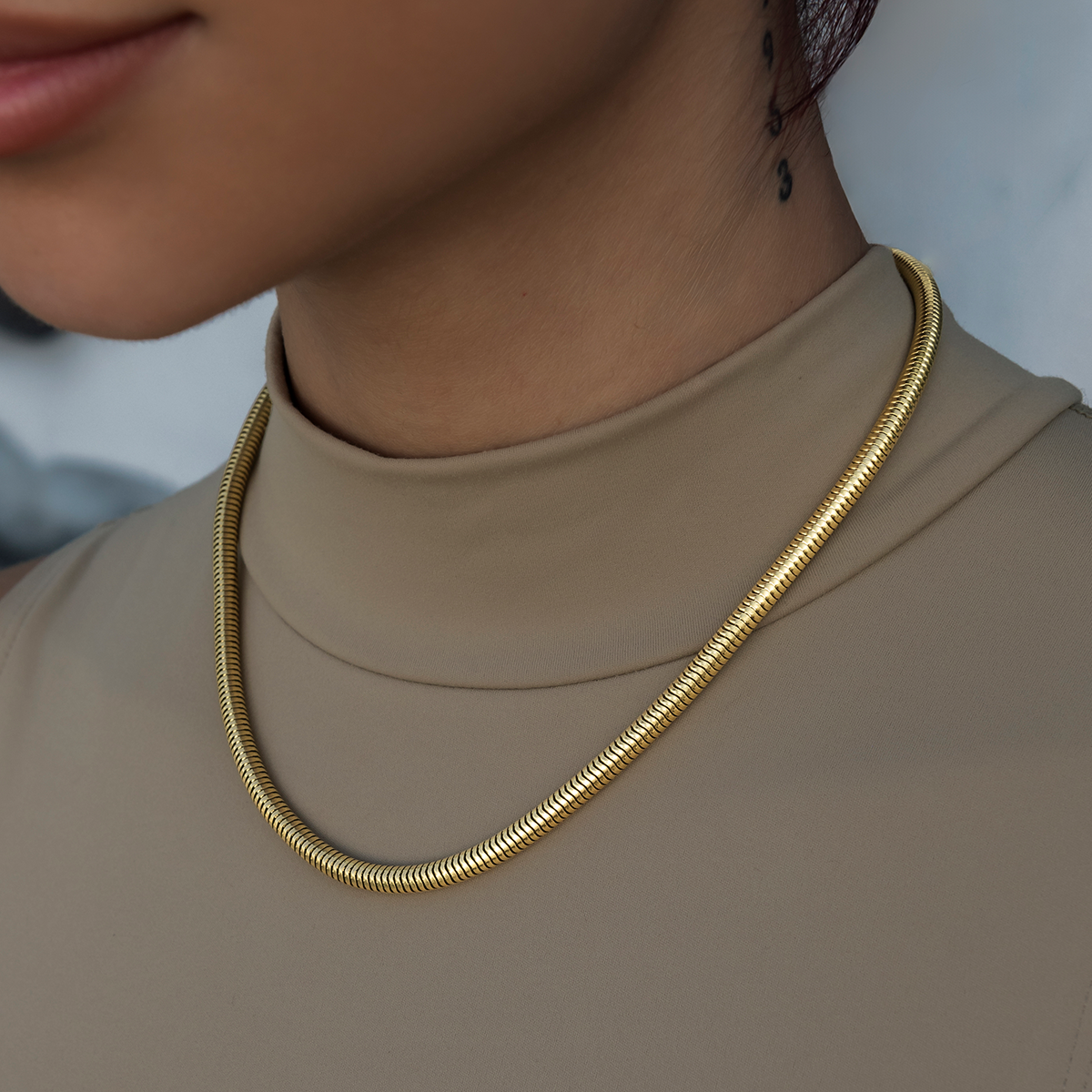 Snake Chain Necklace in Yellow Gold - 4mm