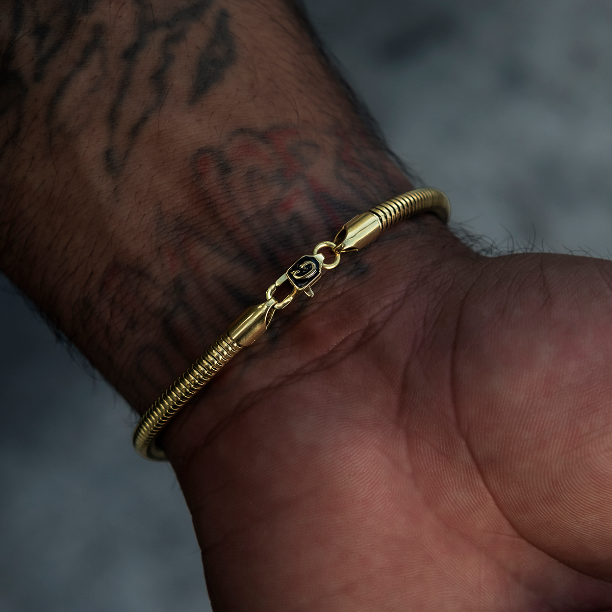 Snake Chain Bracelet in Yellow Gold- 4mm