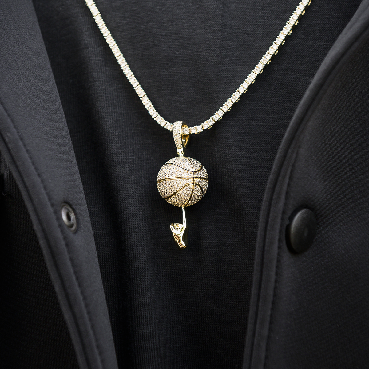 Iced Basketball Pendant