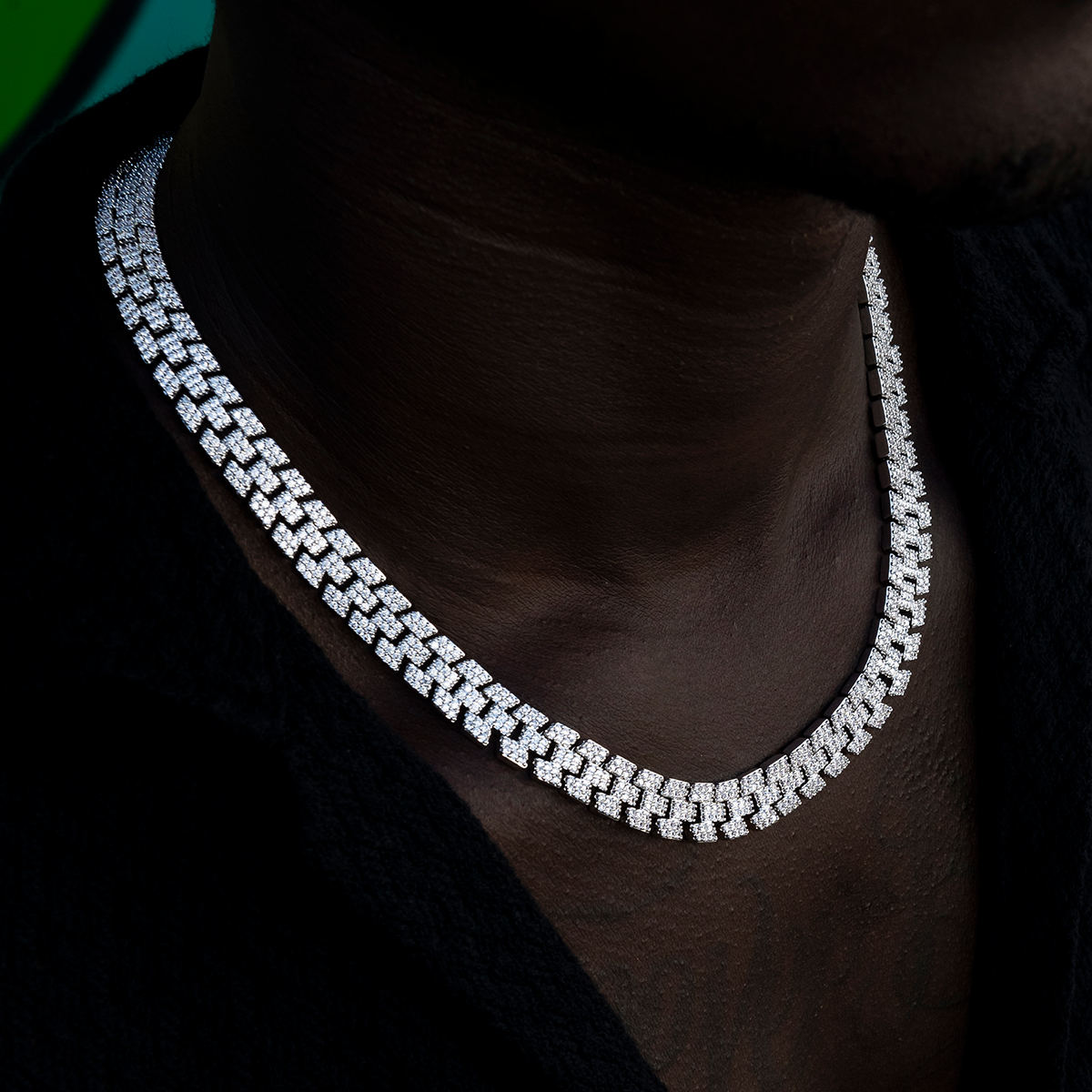 Diamond Spine Chain in White Gold