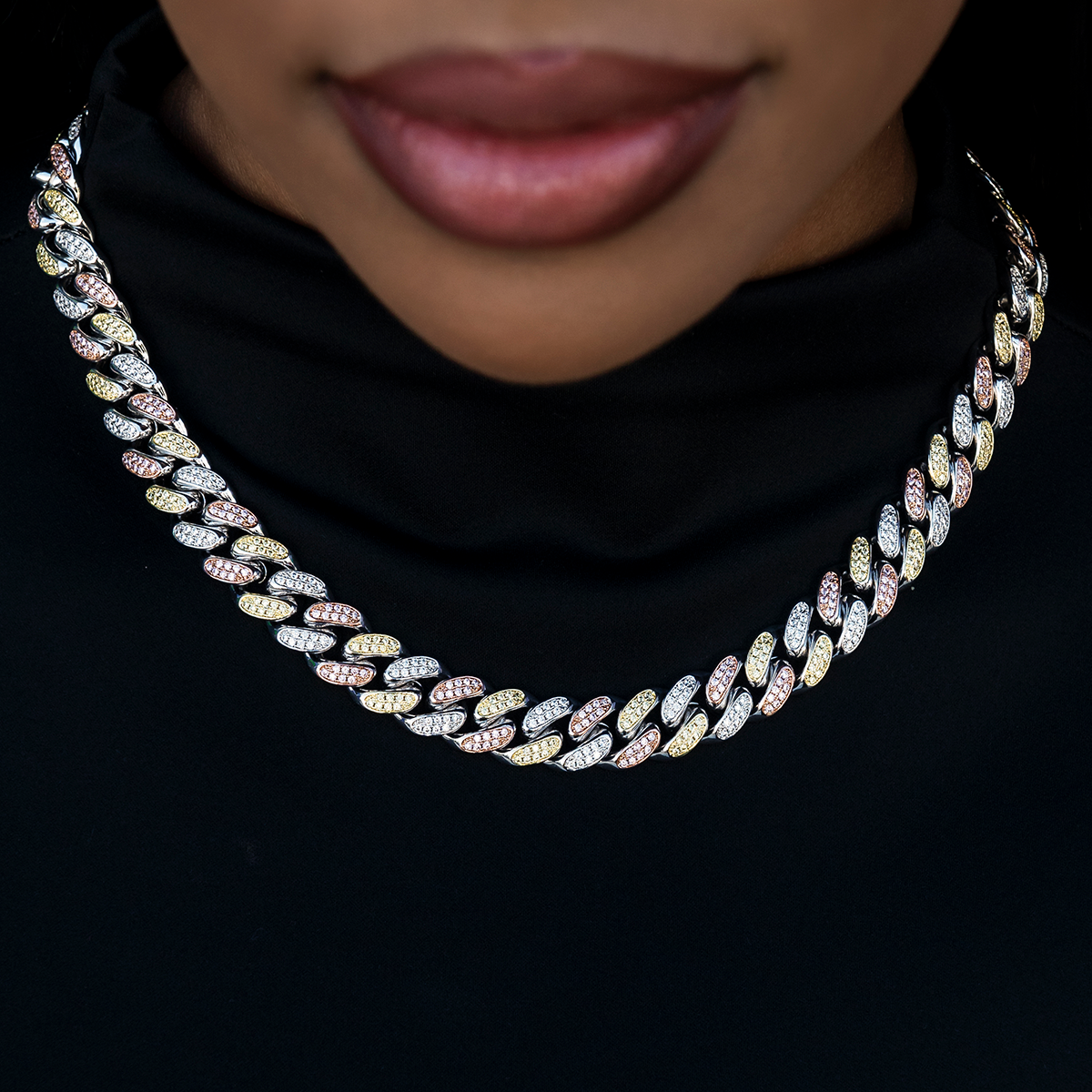 Diamond Cuban Link Chain in Yellow/Rose/White Gold- 12mm