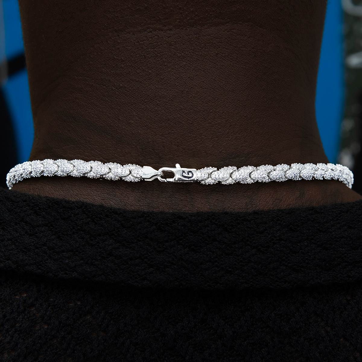 Diamond Pave Reptile Chain in White Gold-6mm