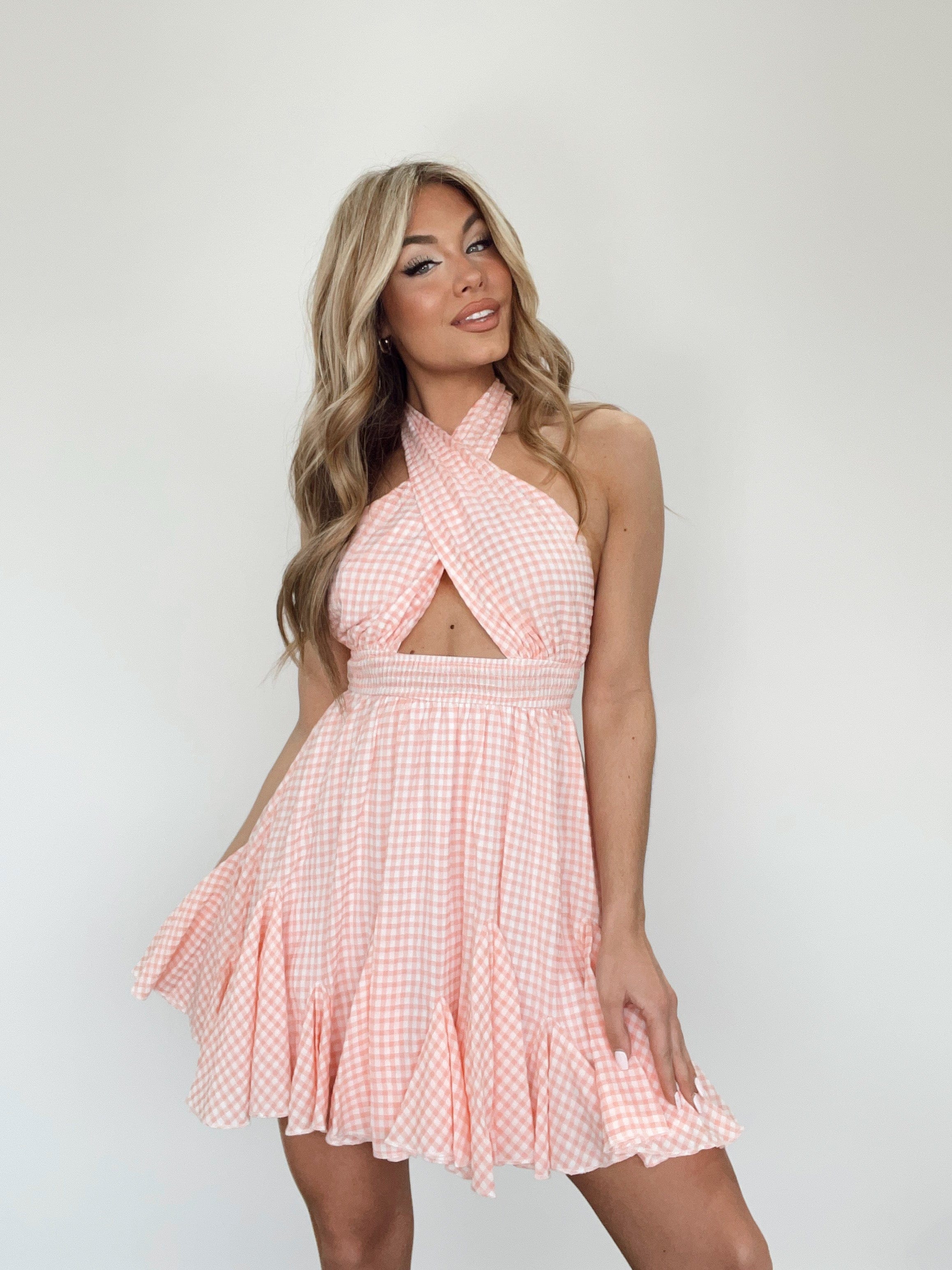 Pink Checkered Charm Dress