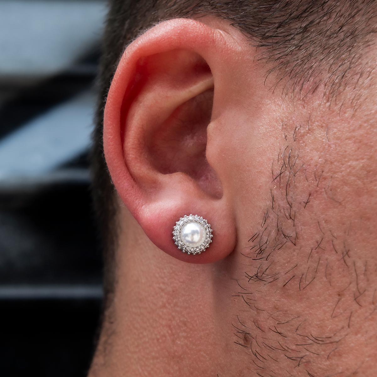 Halo Pearl Stud Earrings