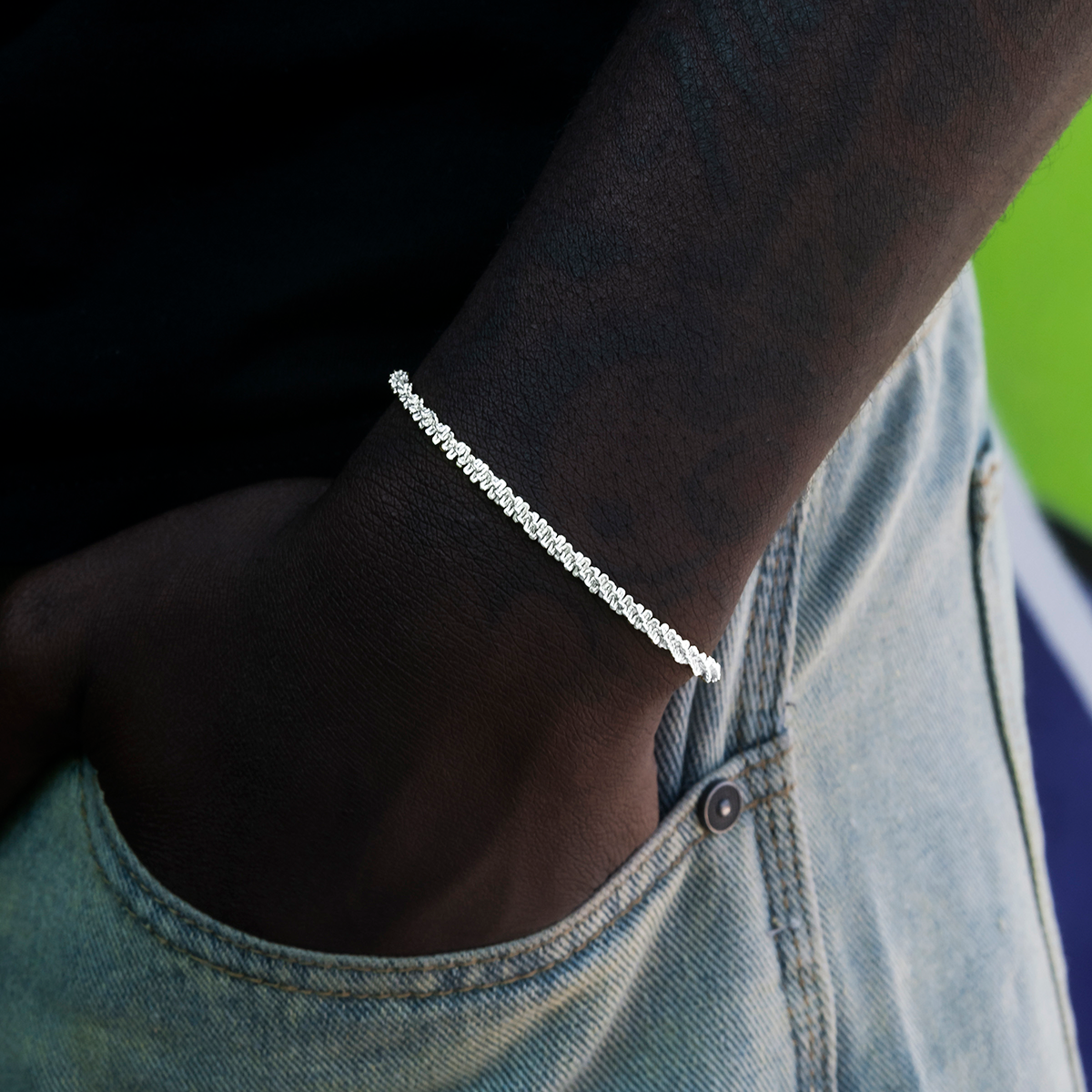 Popcorn Bracelet in White Gold- 4mm