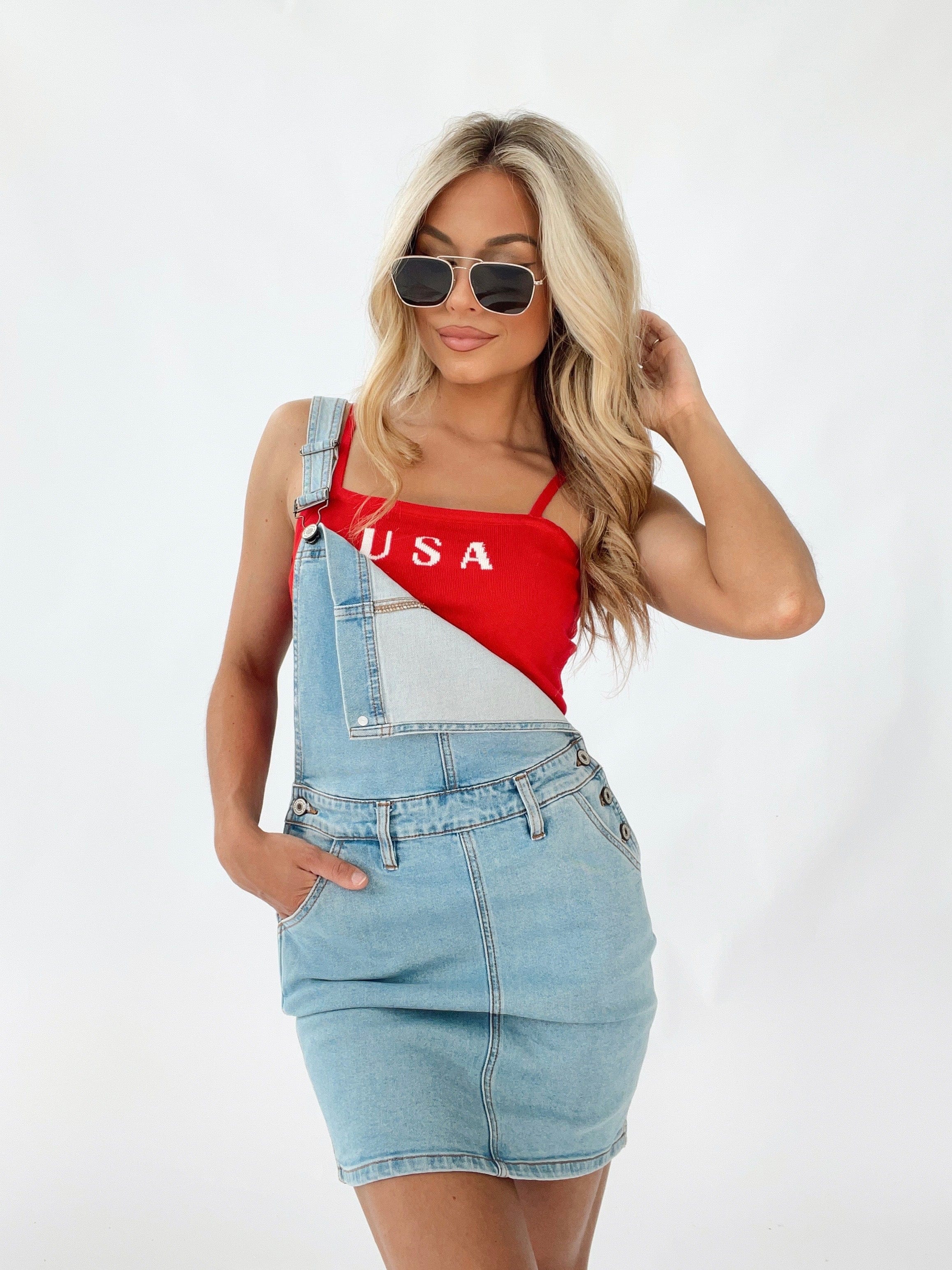 Light Denim Overall Dress