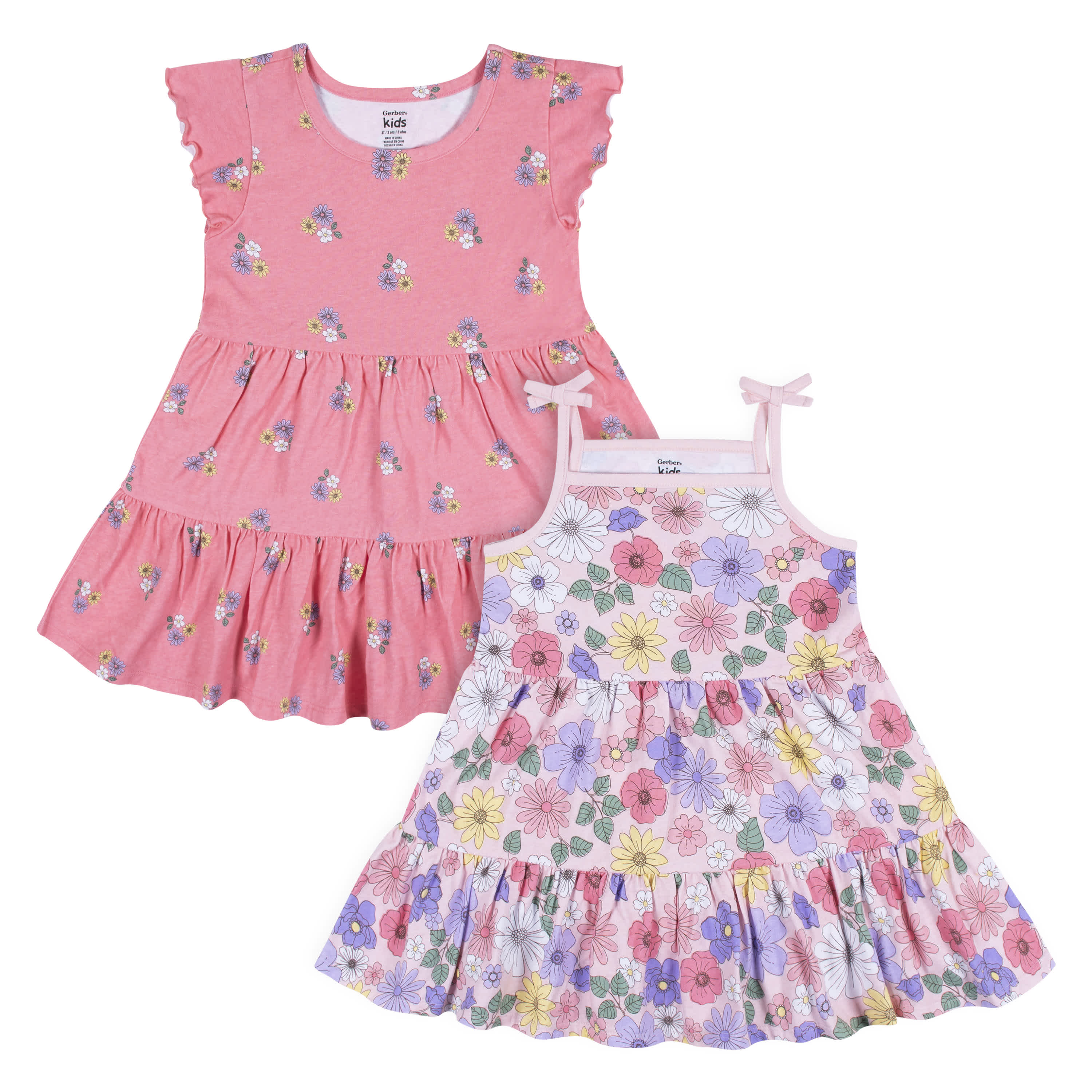 2-Pack Infant & Toddler Girls Pink Floral Knit Dresses