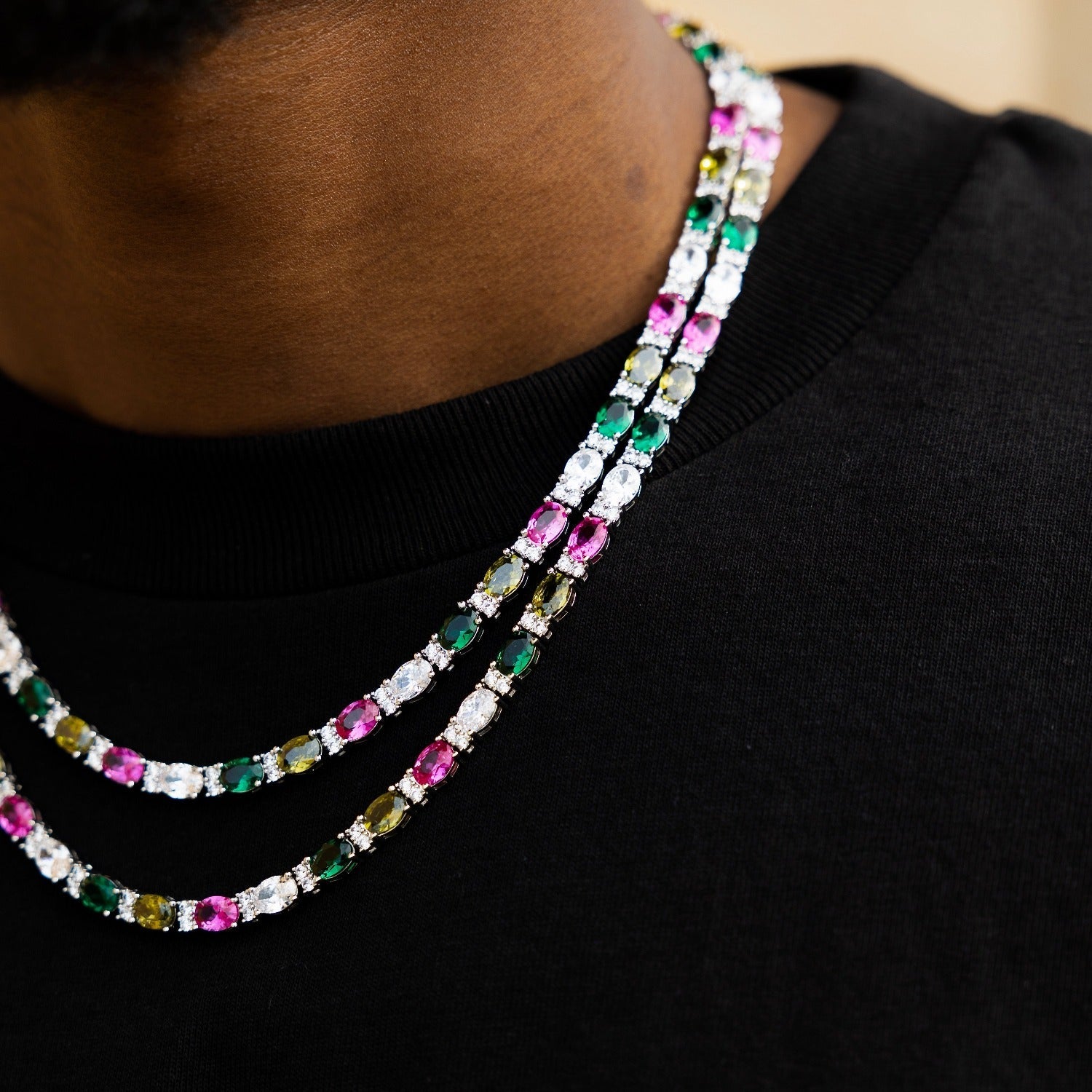 Multicolor Mixed Oval Cut Tennis Chain- 5mm