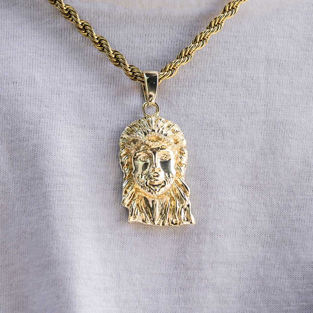 Diamond Crown Portrait of Jesus Pendant