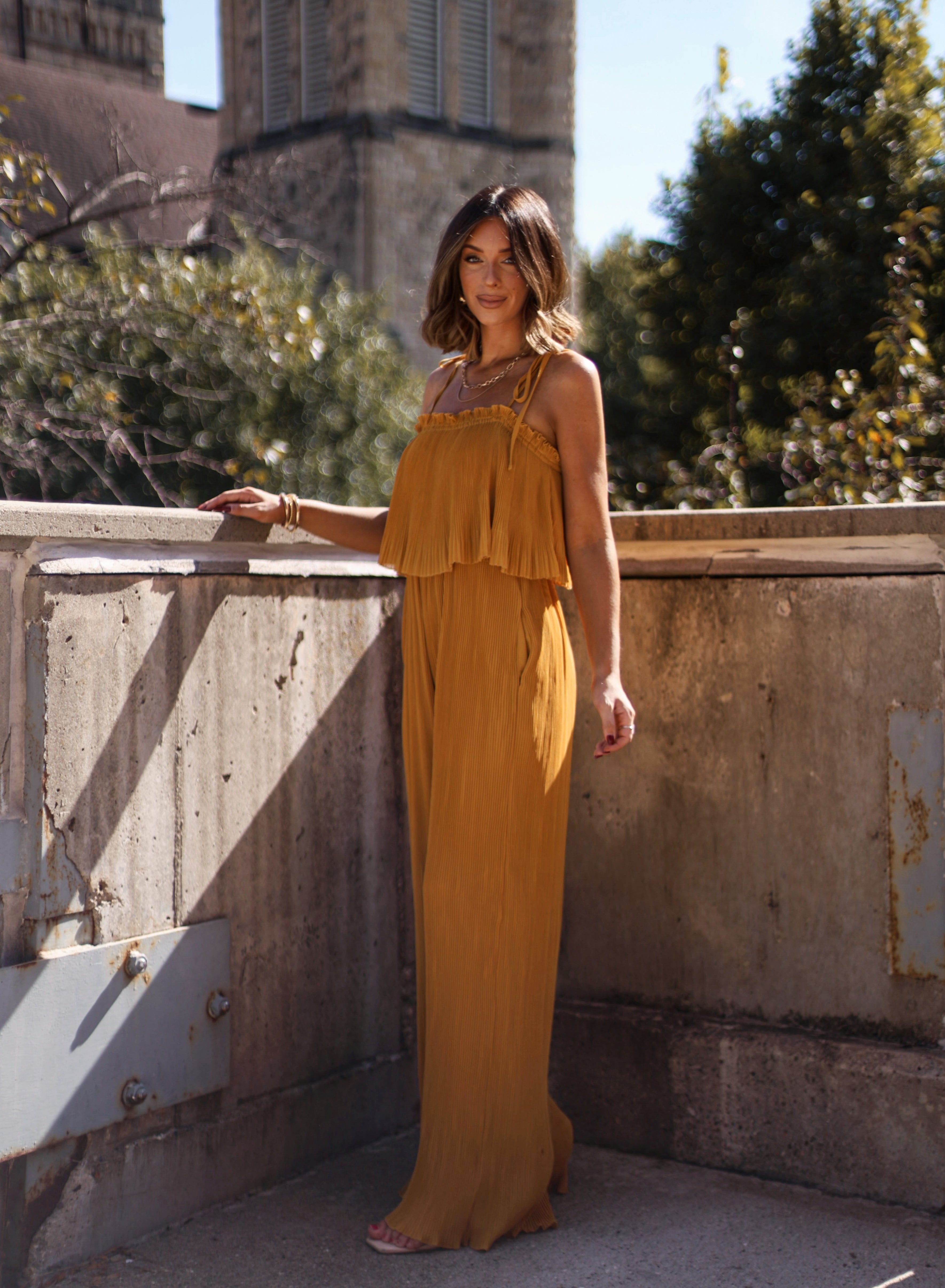 Mustard Pleated Jumpsuit