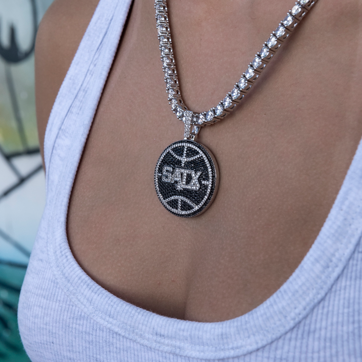 San Antonio Spurs Official NBA SATX Logo Pendant