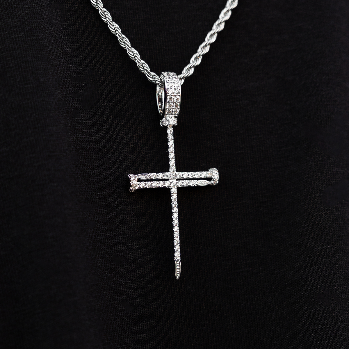 White Gold Nail Cross