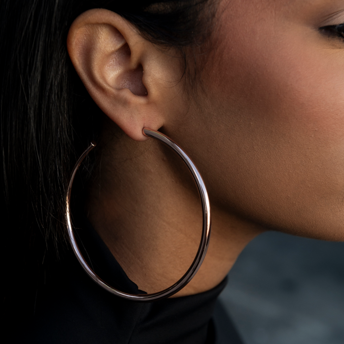 Tube Hoop Earrings in Rose Gold