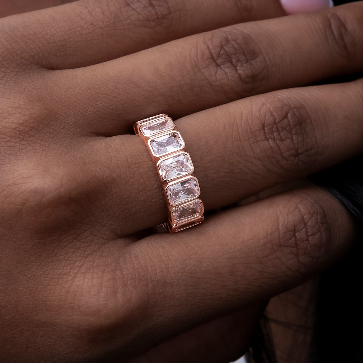 Baguette Bezel Ring in Rose Gold Vermeil