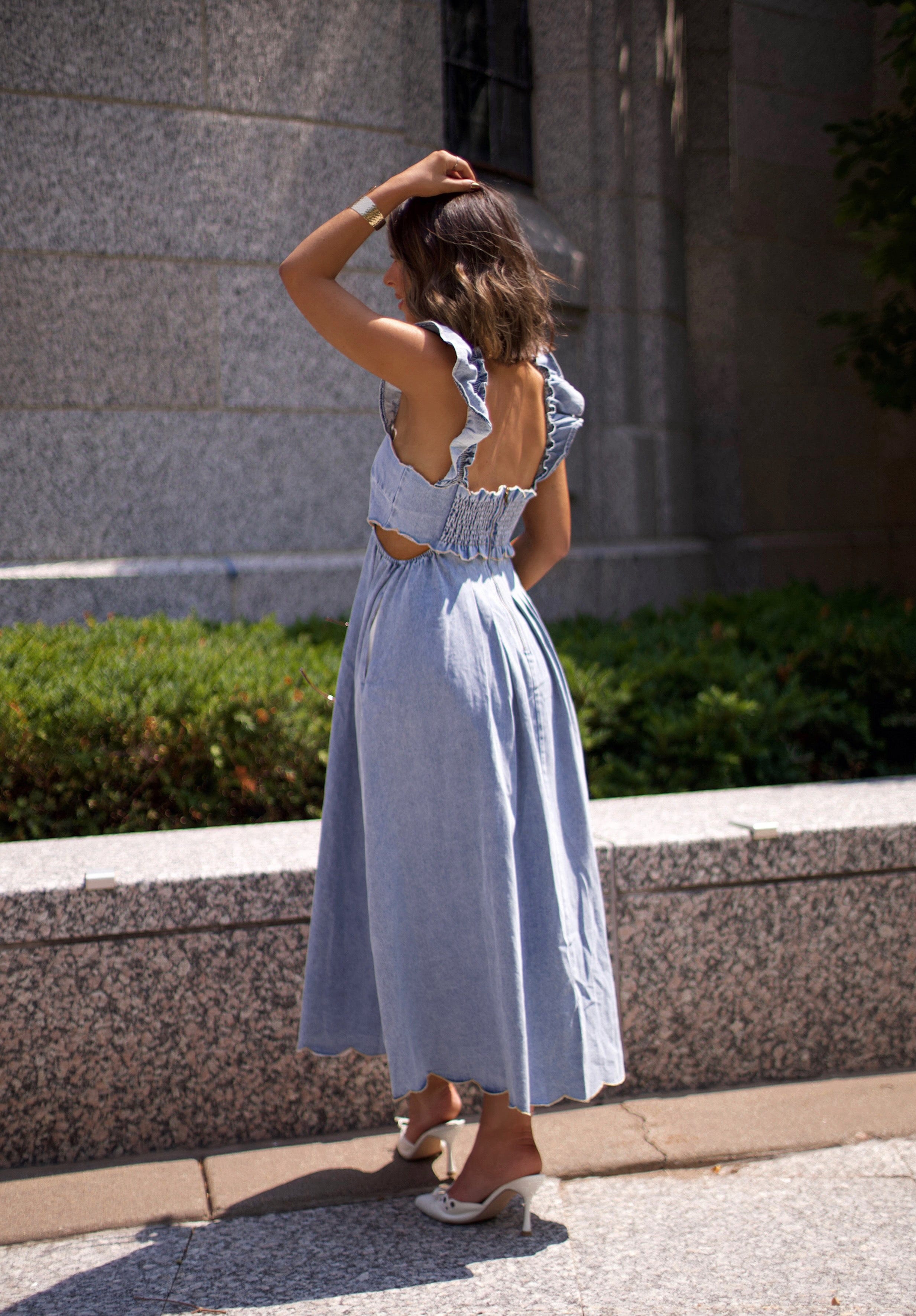 Scallop Edge Midi Dress