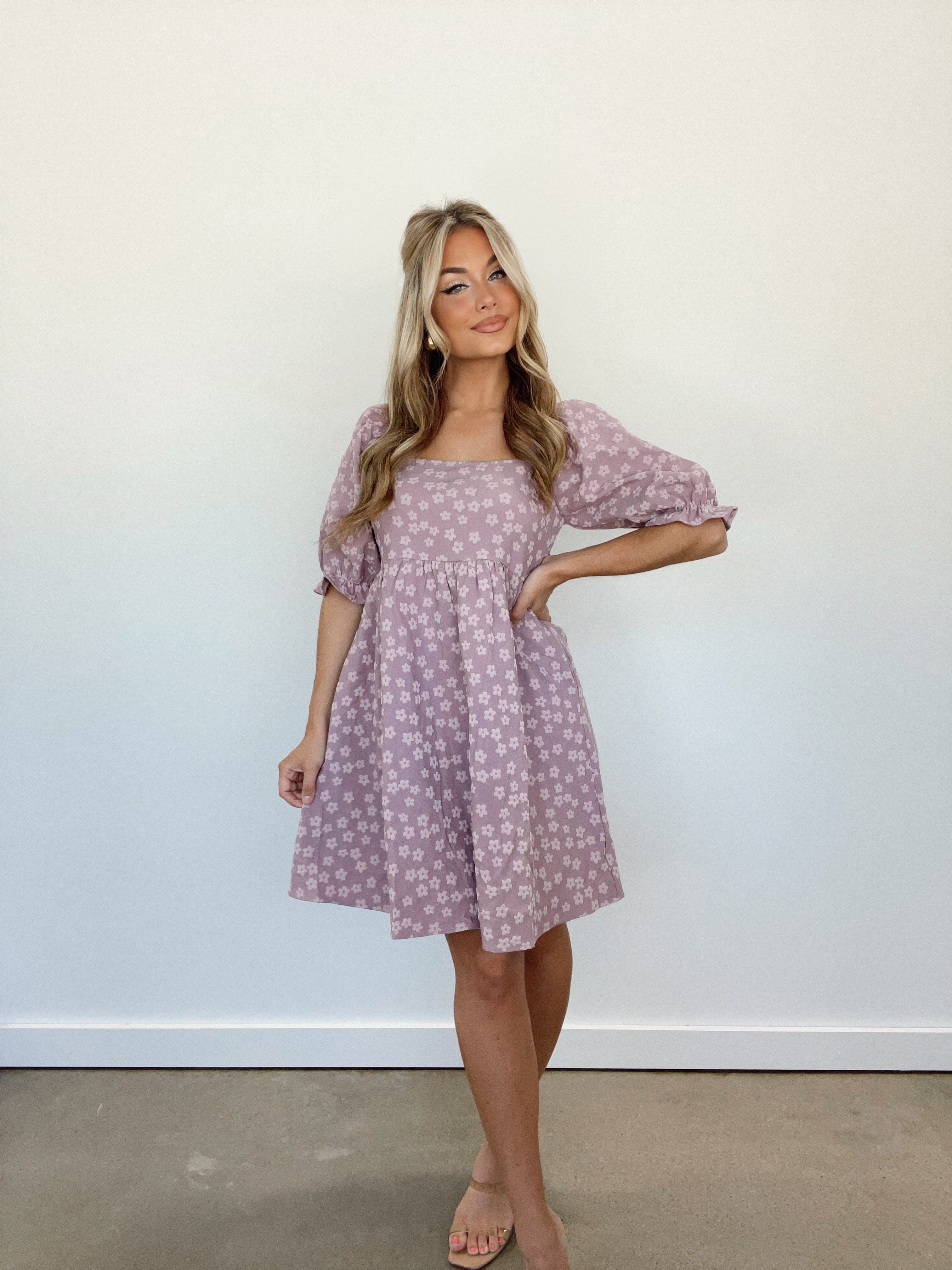 Lavender Floral Print Dress