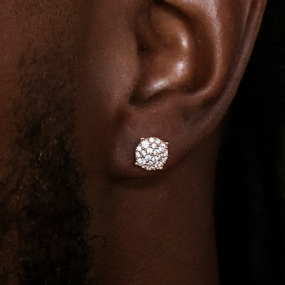 8mm Pave Round Earrings in Rose Gold