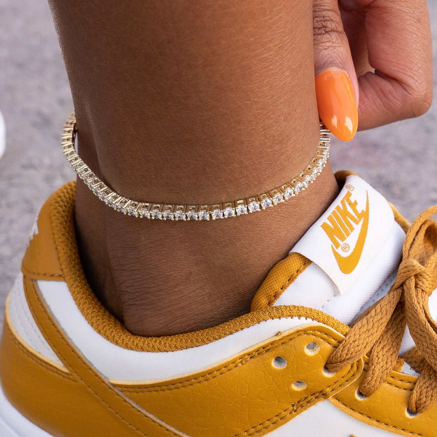 Diamond Tennis Necklace + Anklet Bundle in Yellow Gold- 3mm