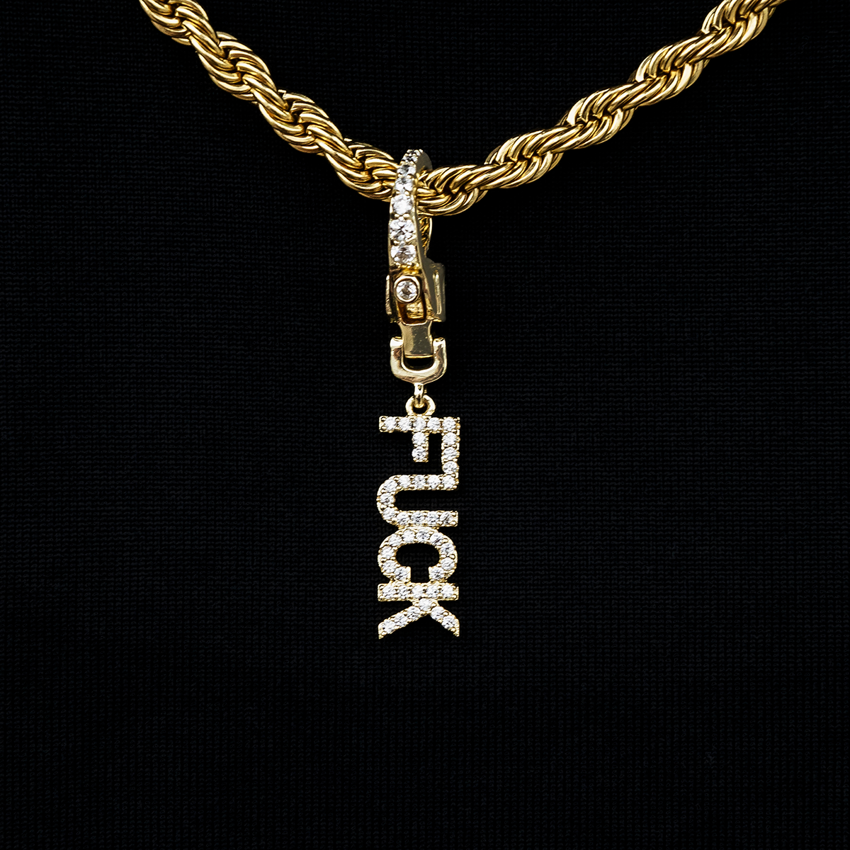 Fuck Clip On Pendant in Yellow Gold