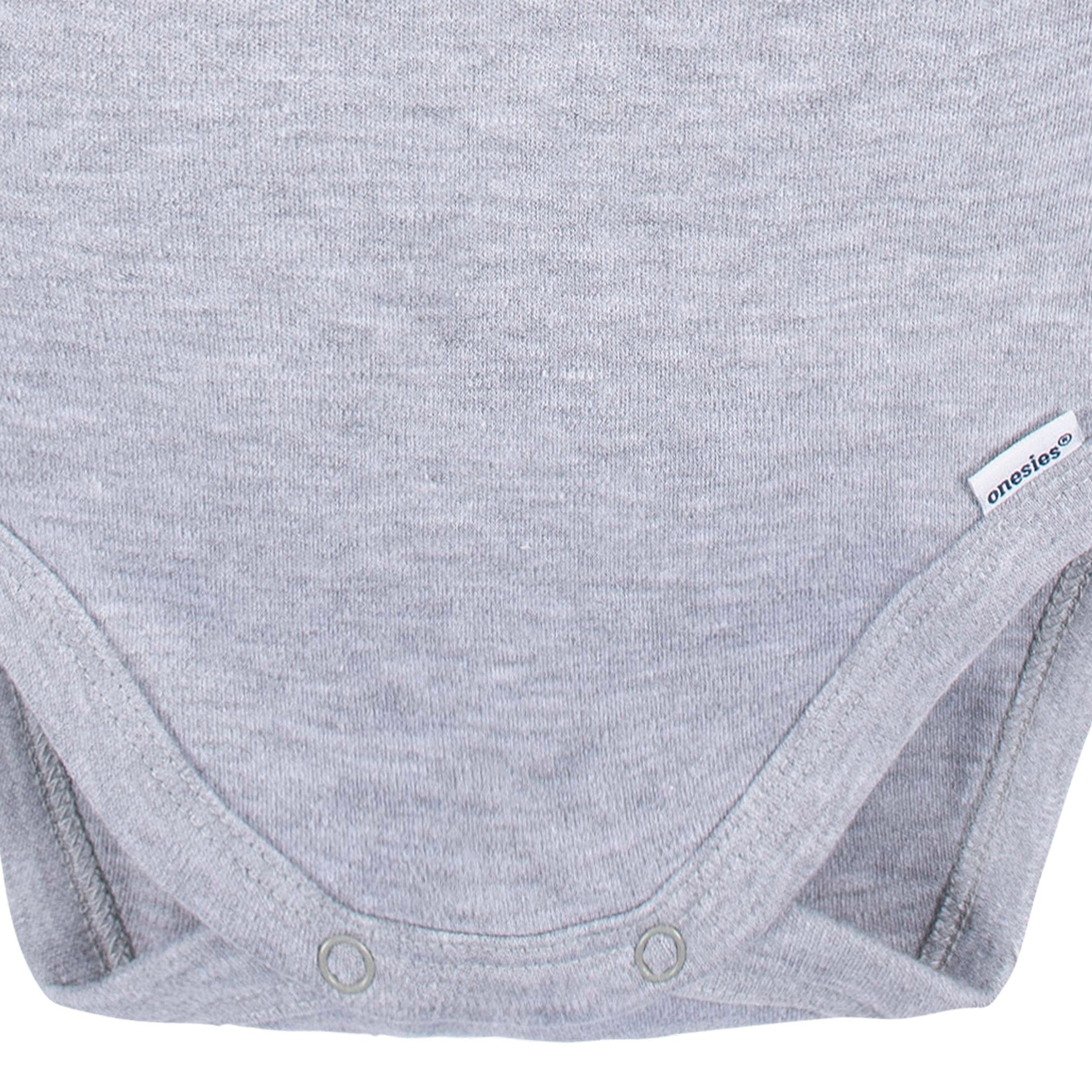 5-Pack Baby Heather Gray Premium Long Sleeve Onesies Bodysuits