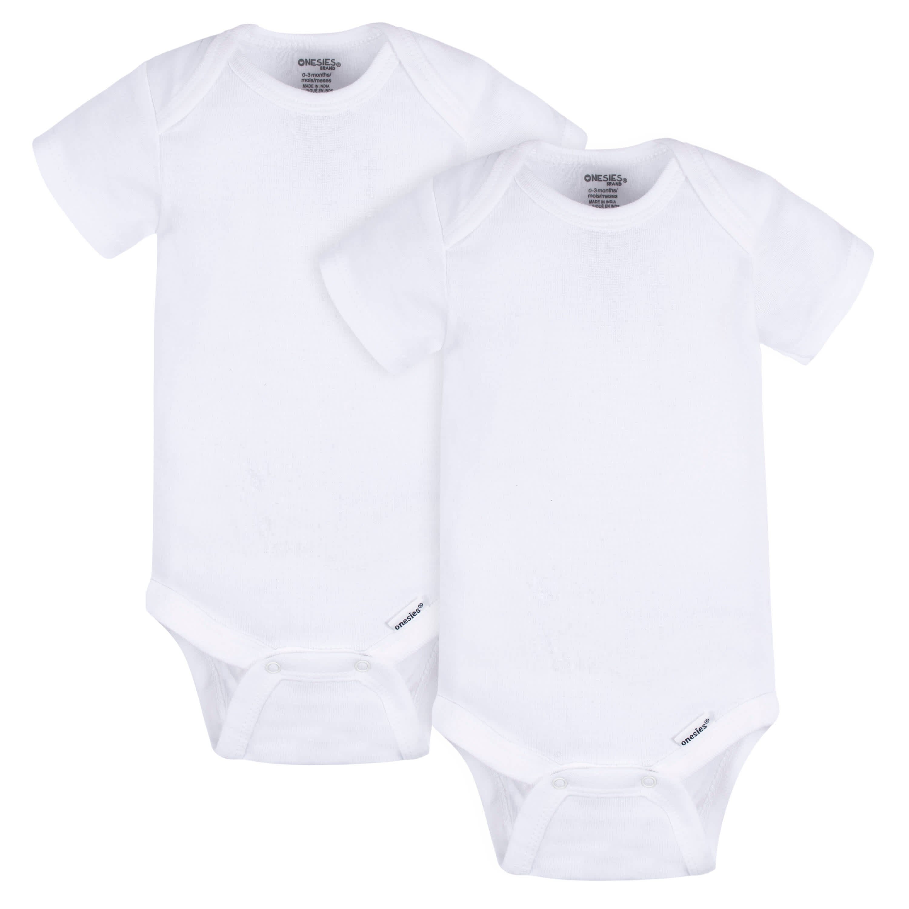 2-Pack Baby Neutral White Short Sleeve Onesies Bodysuits