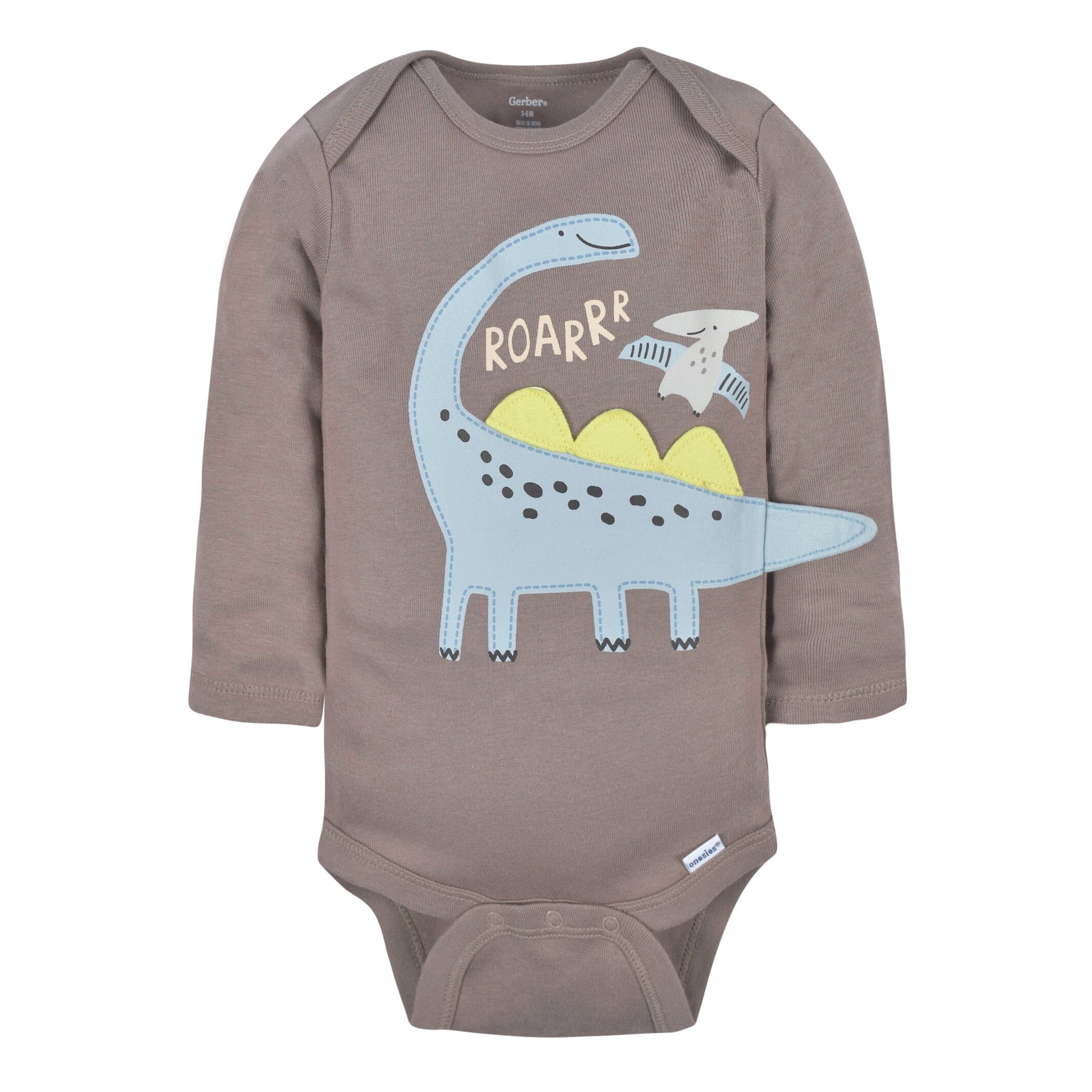 3-Pack Baby Boys Dino Long Sleeve Onesies Bodysuits