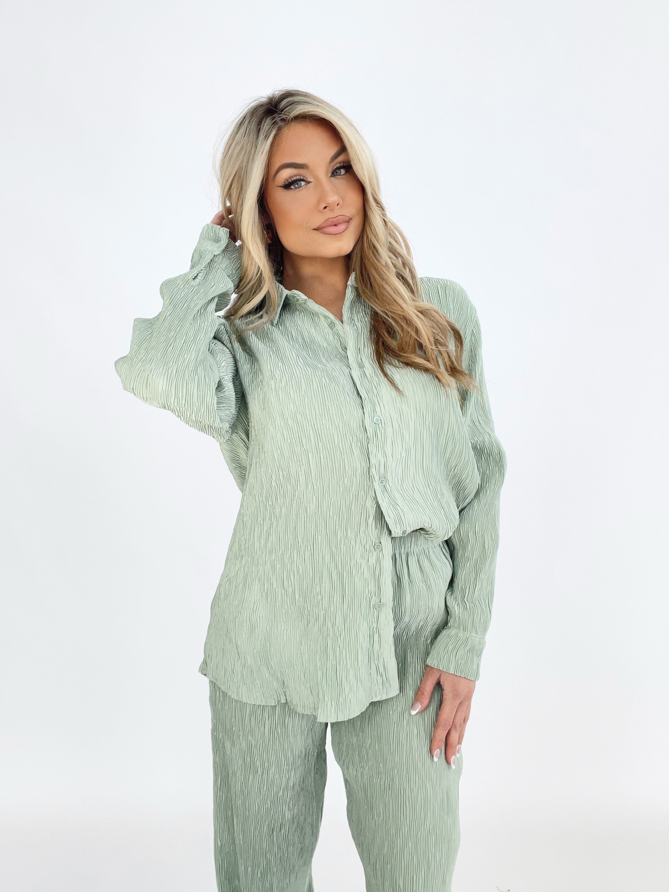 Passionate Plisse Button Down