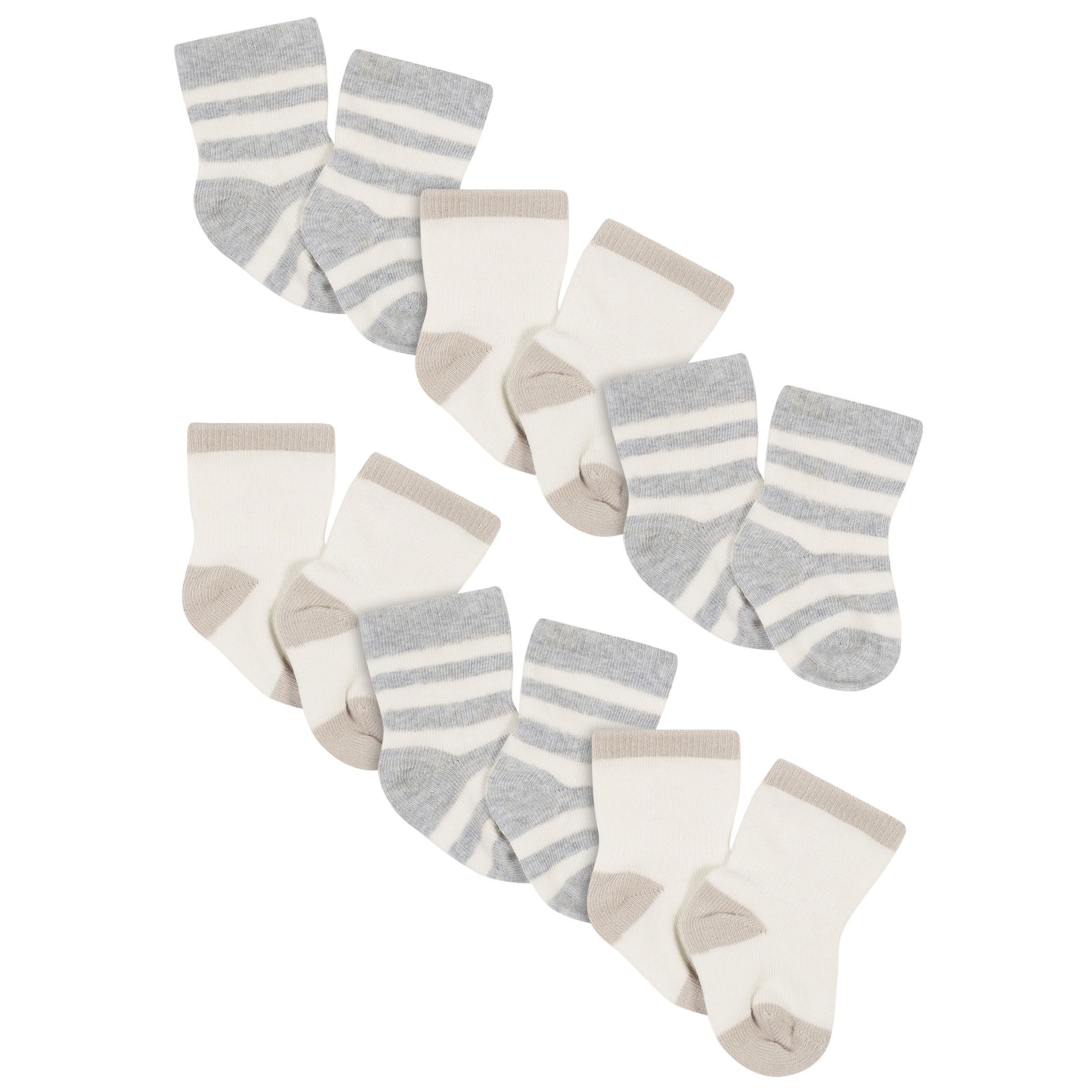 6-Piece Baby Neutral Silver Cloud/Grey Heather Wiggle Proof Socks