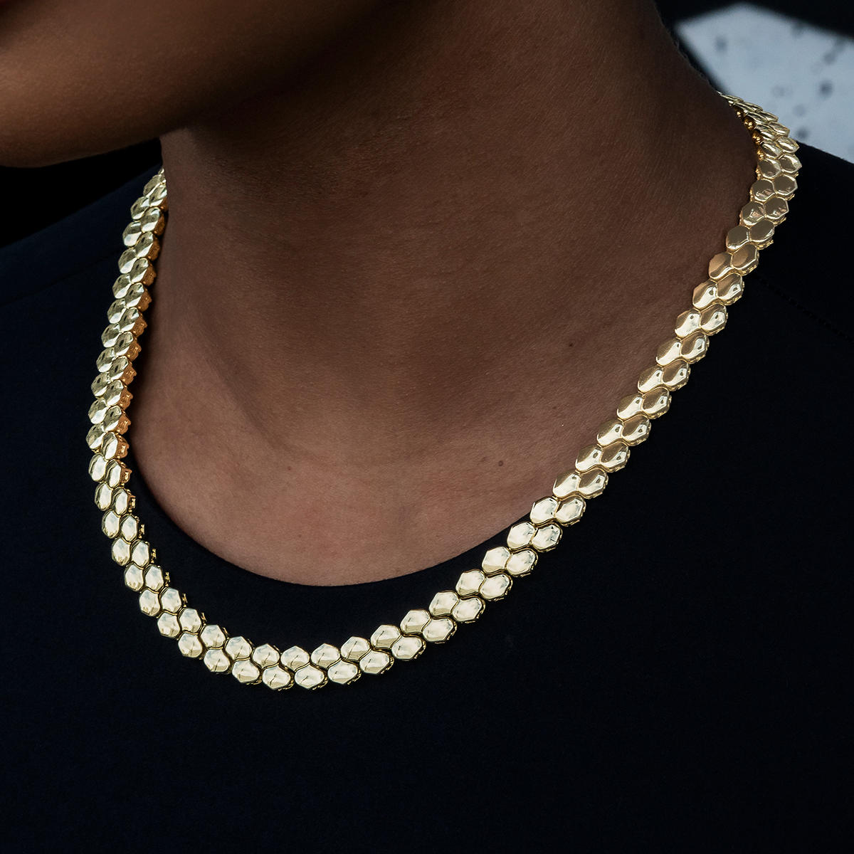 Flat Reptile Chain in Yellow Gold -4mm