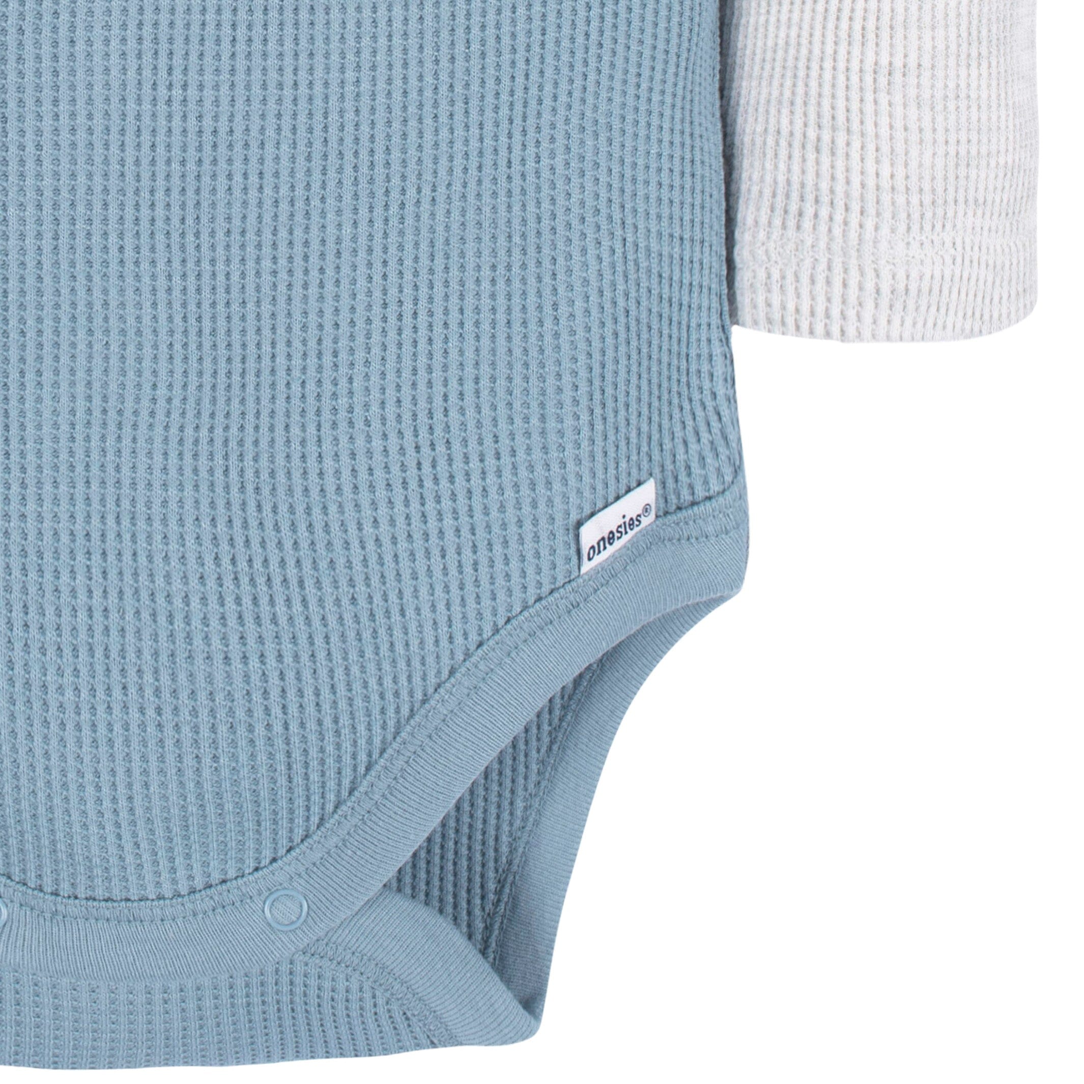 2-Pack Baby Boys Navy & Light Blue Long Sleeve Henley Onesies Bodysuits