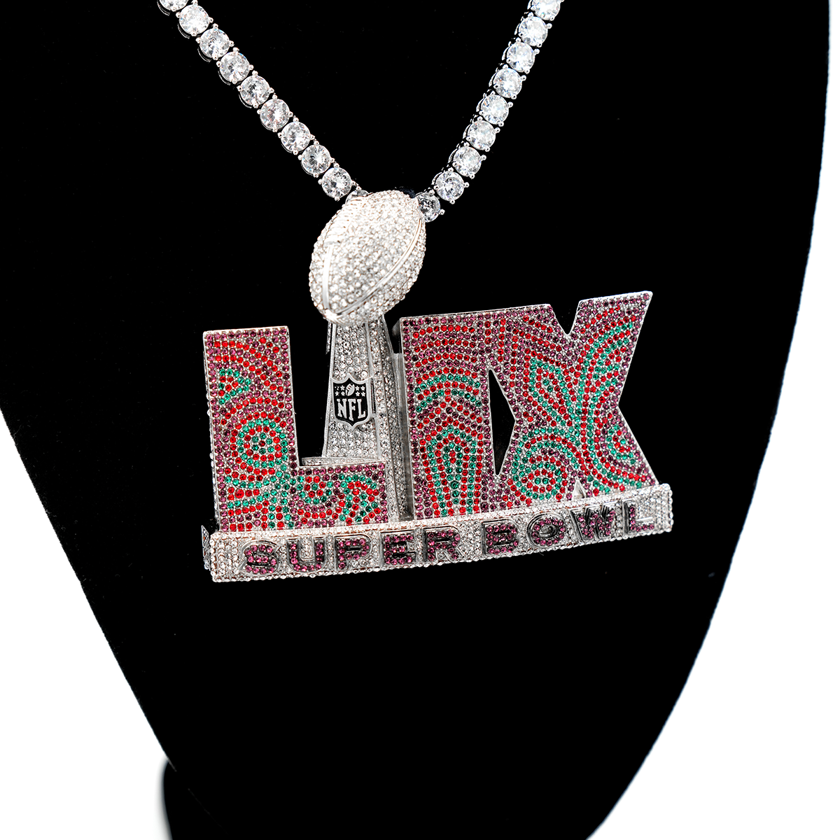 Large Super Bowl LIX Official NFL Logo Pendant in White Gold