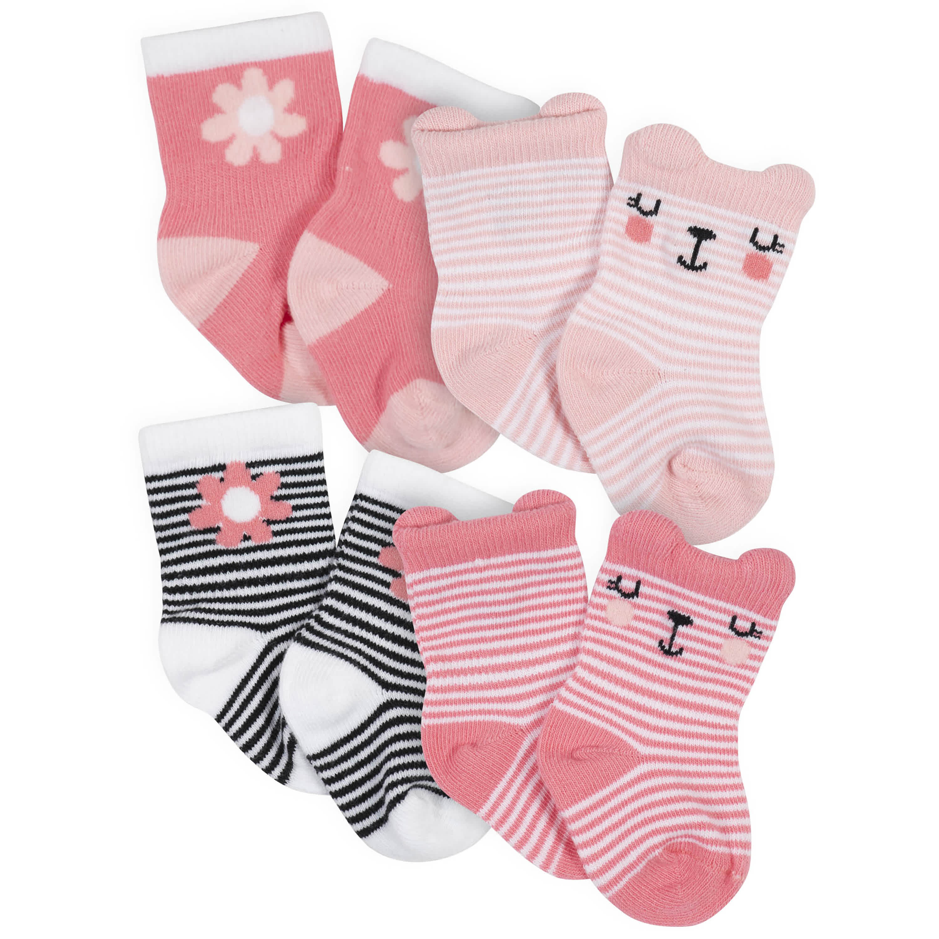 4-Pack Baby Girls Garden Floral Wiggle Proof Socks