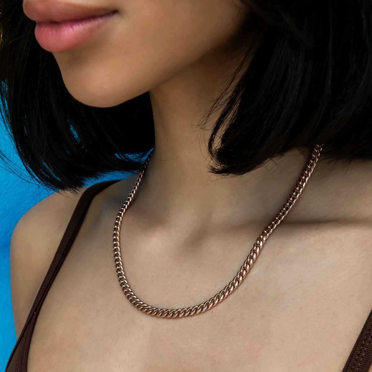 Cuban Link Necklace in Rose Gold- 5mm