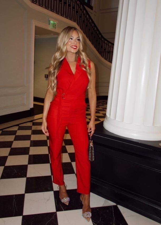 Lady In Red Jumpsuit