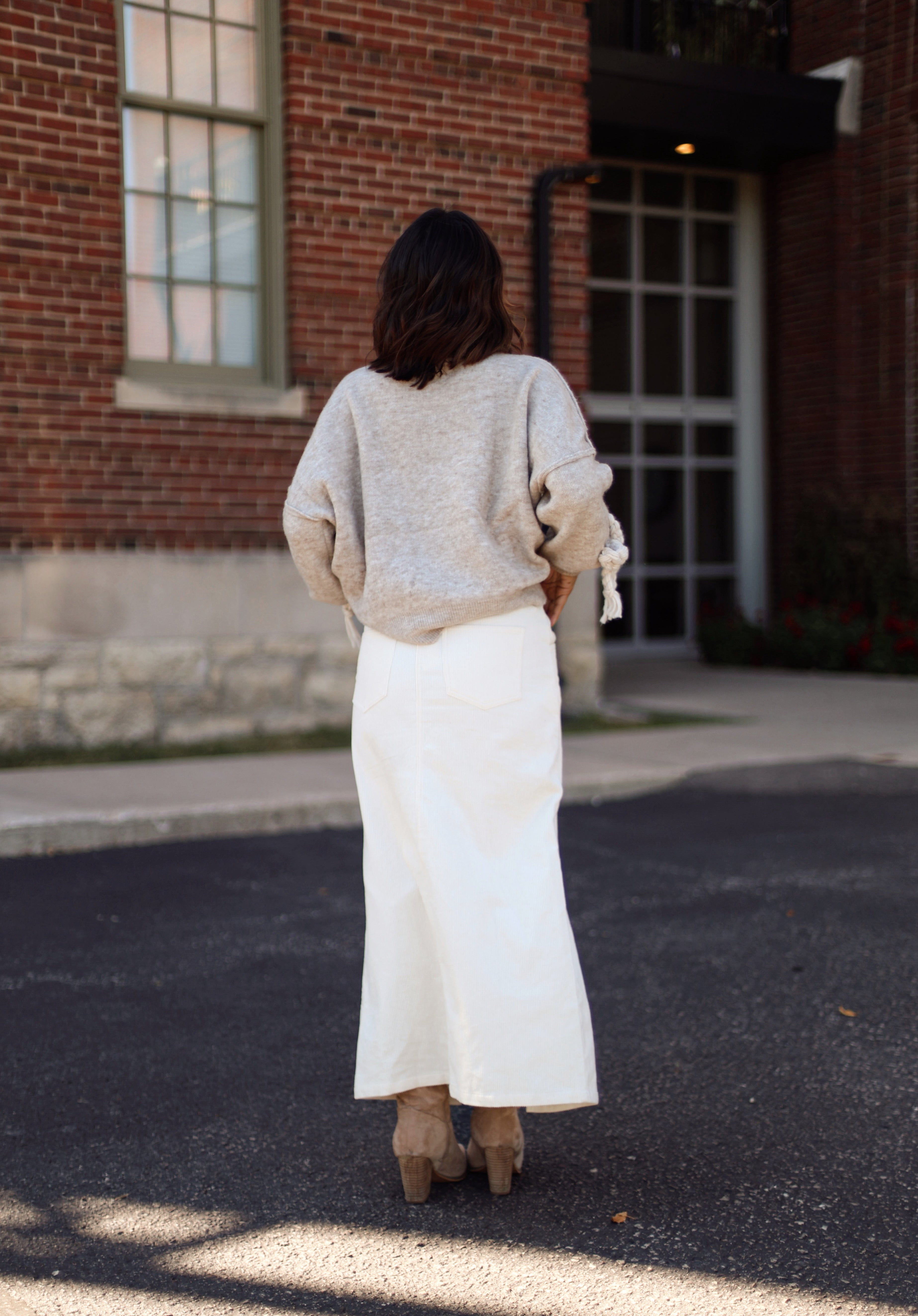 Cream Corduroy Maxi Skirt