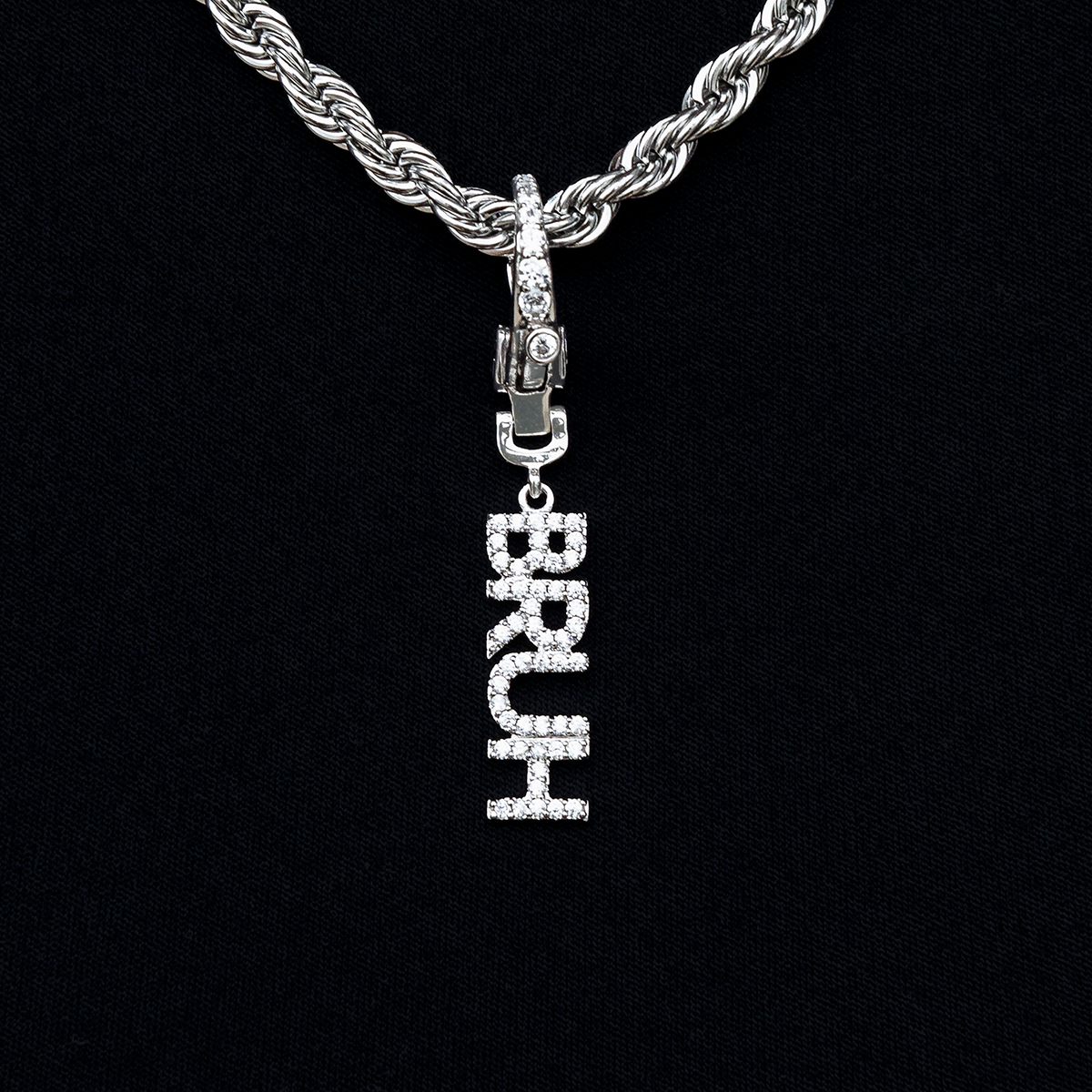 Bruh Clip On Pendant in White Gold