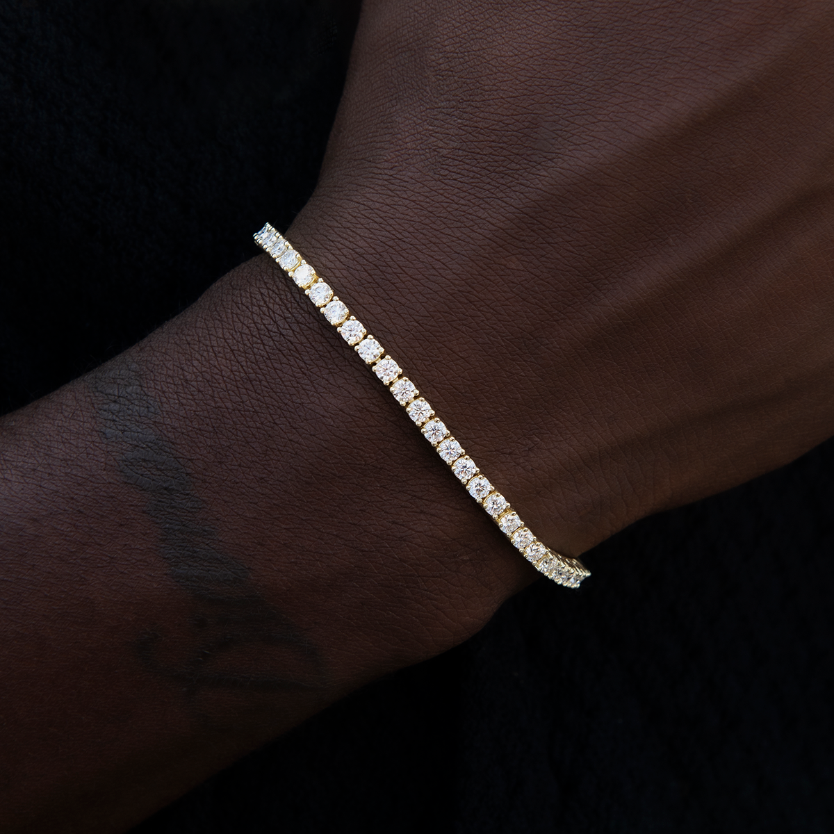 Moissanite Diamond Tennis Bracelet in Yellow Gold Vermeil- 3mm