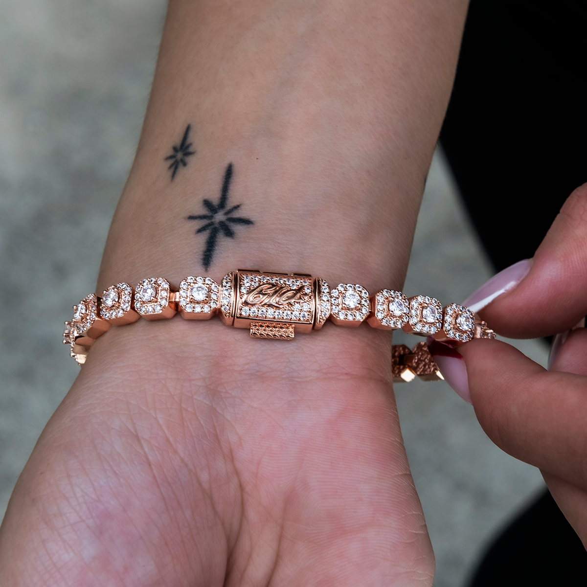 Micro Clustered Tennis Bracelet in Rose Gold