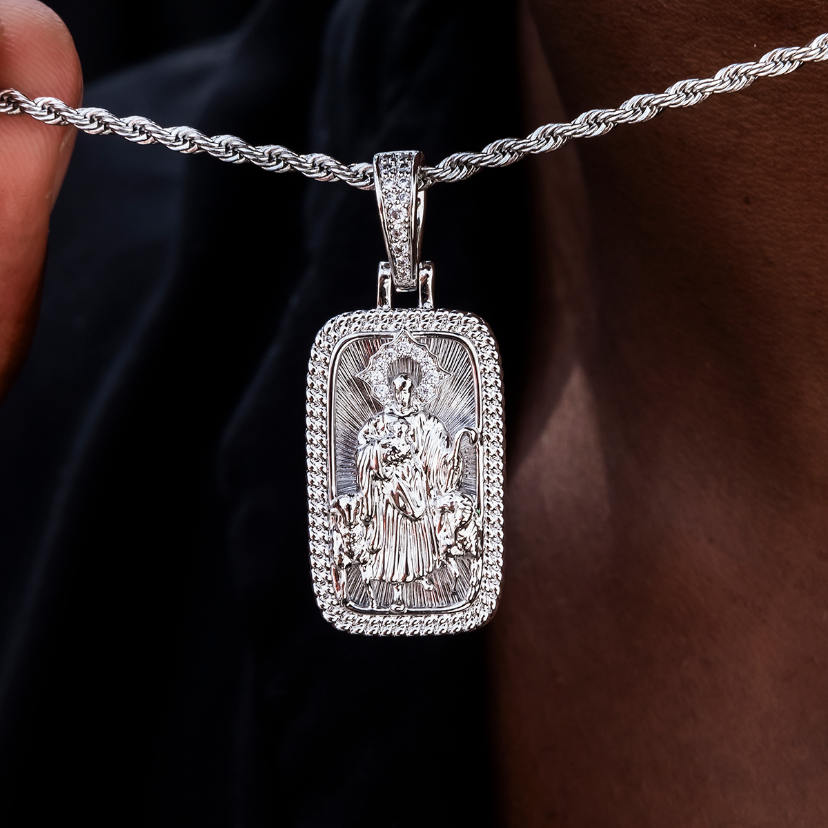 Icon Shepherd Pendant in White Gold