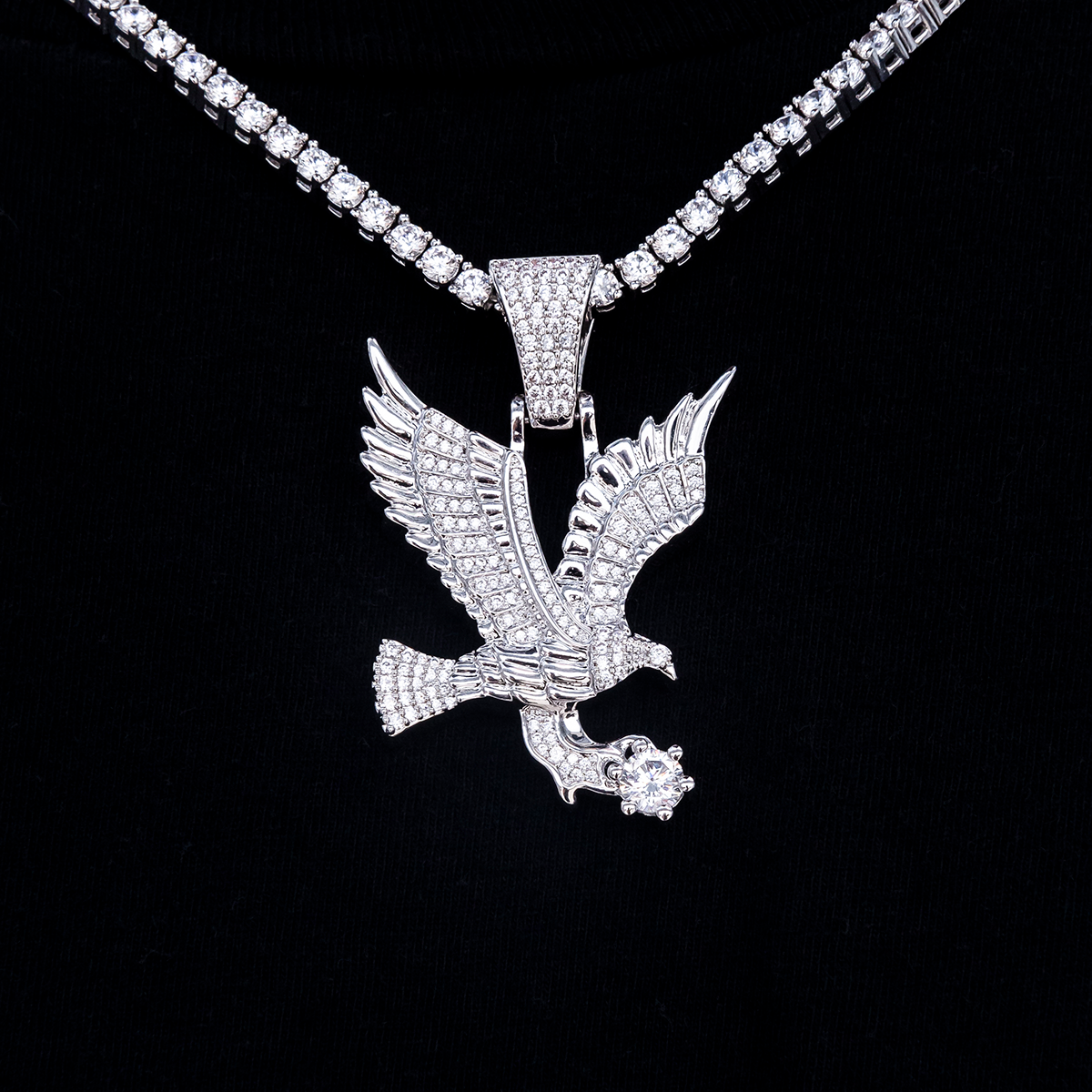 GLD Eagle Pendant in White Gold