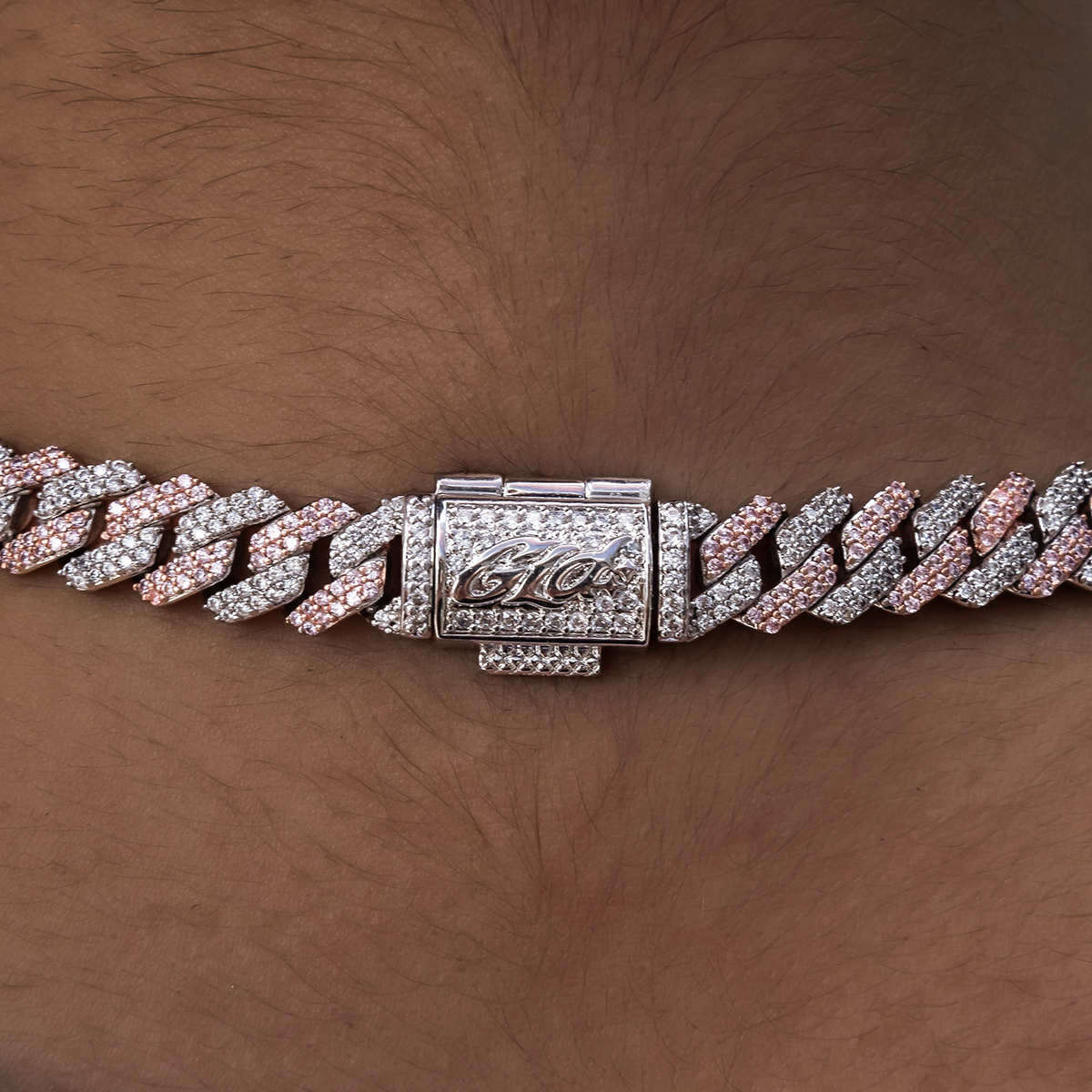 Diamond Prong Cuban Necklace in Rose/White Gold- 8.5mm