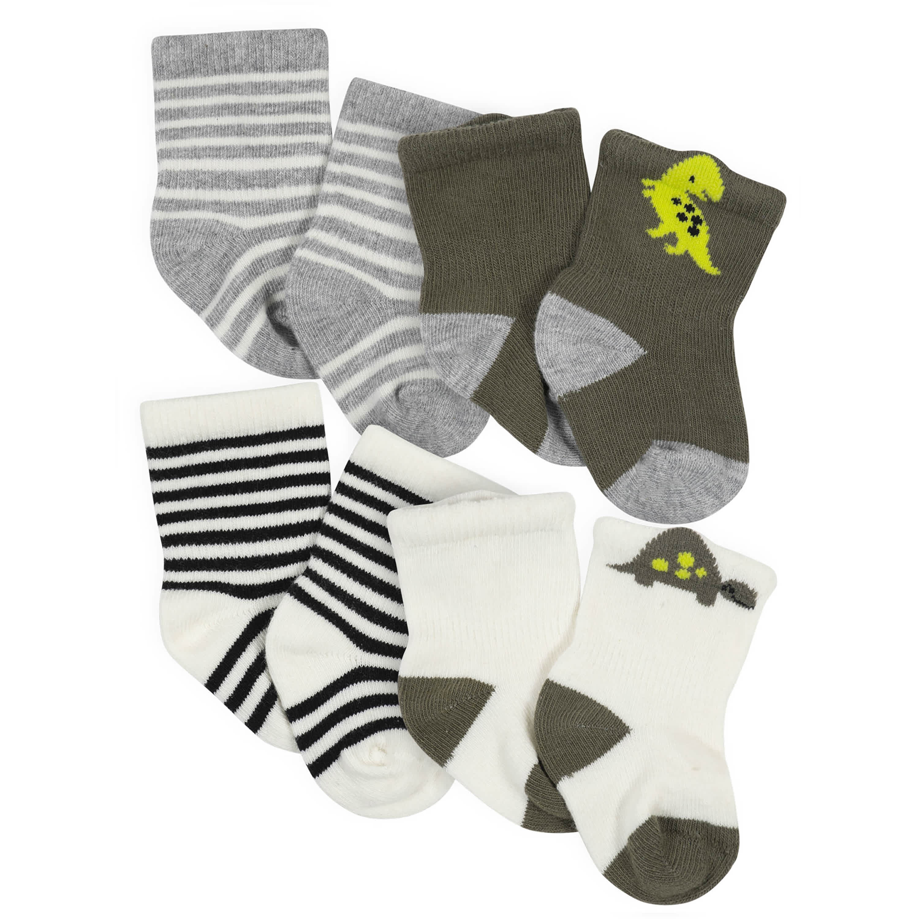 4-Pack Baby Boys Dinosaur Wiggle Proof Socks