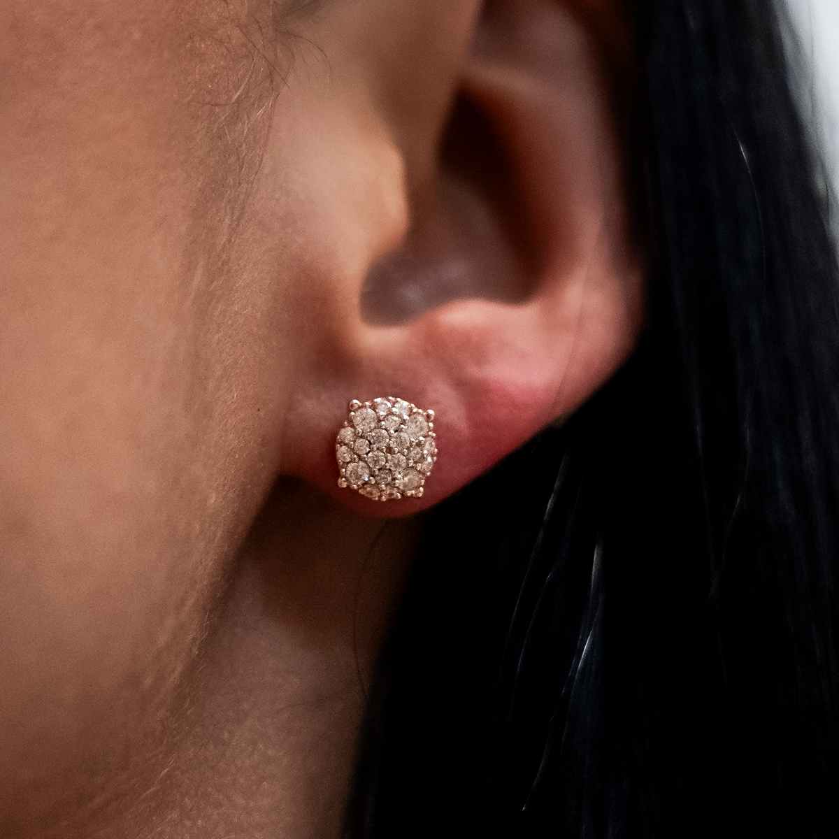 8mm Pave Round Earrings in Rose Gold