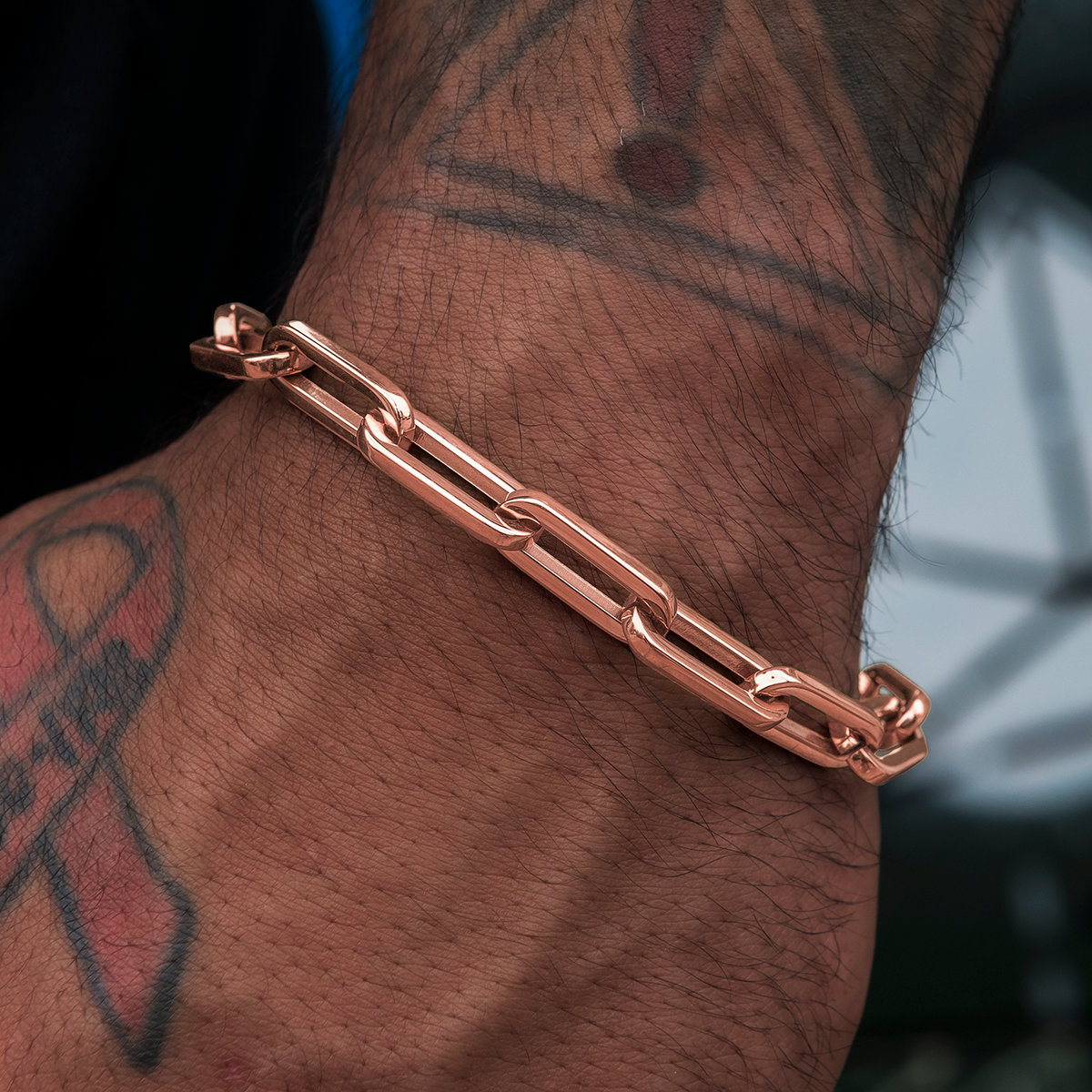 Paper Clip Bracelet in Rose Gold- 8mm