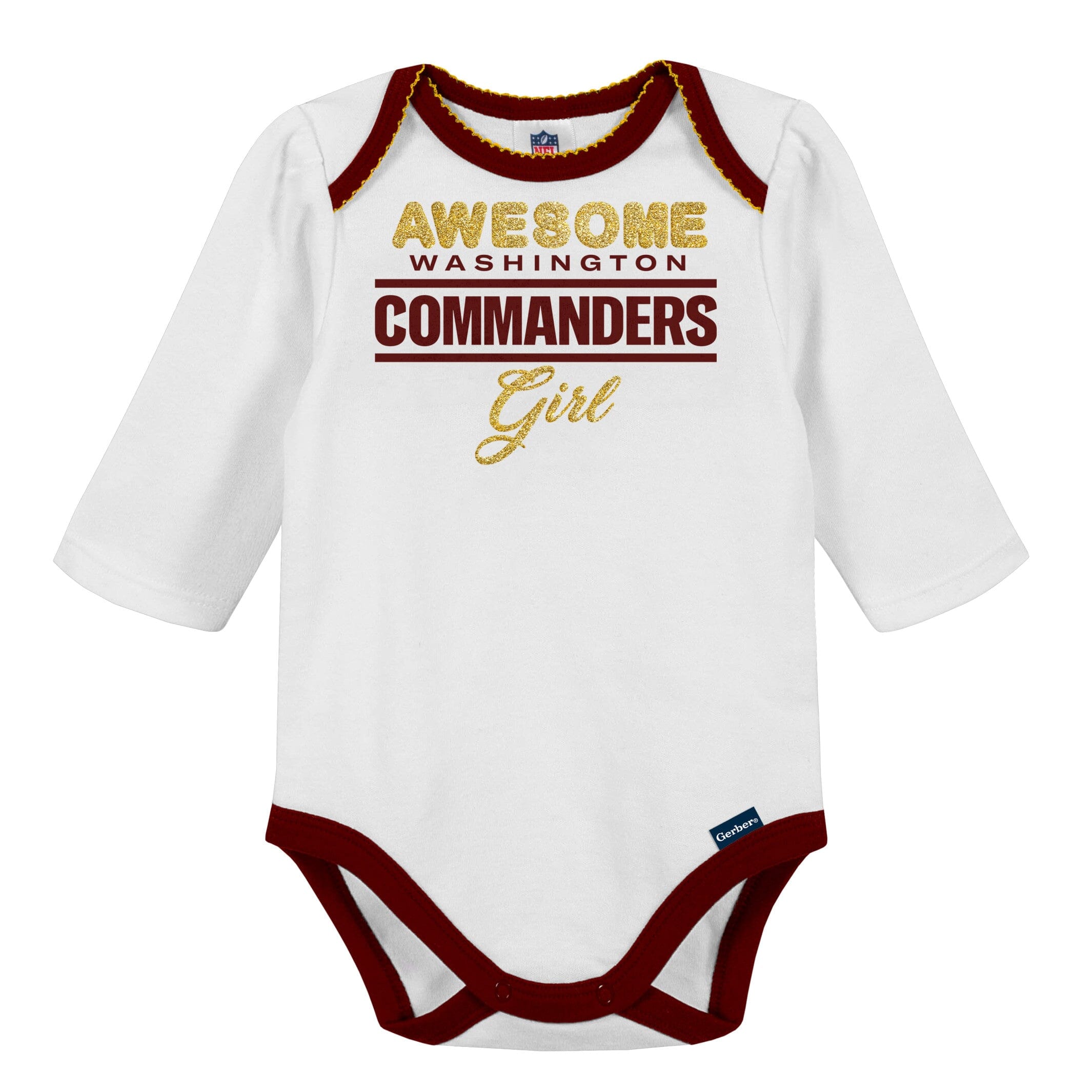 3-Piece Baby Girls Commanders Bodysuit, Footed Pant, & Cap Set