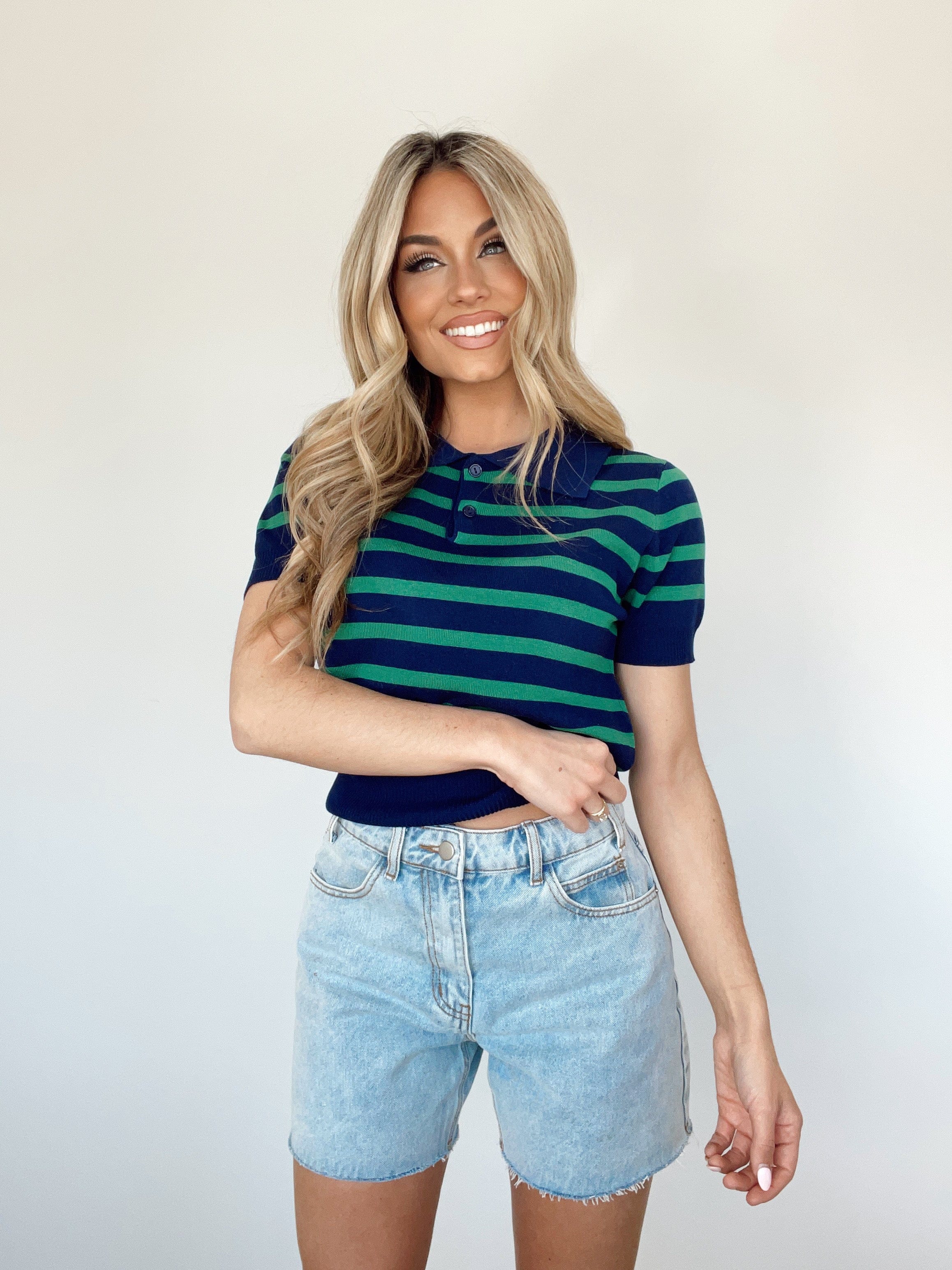 Paige Striped Polo Top