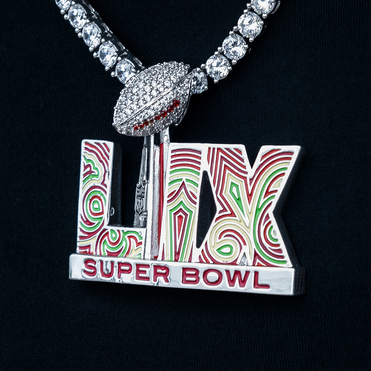 Super Bowl LIX Official NFL Logo Pendant in White Gold