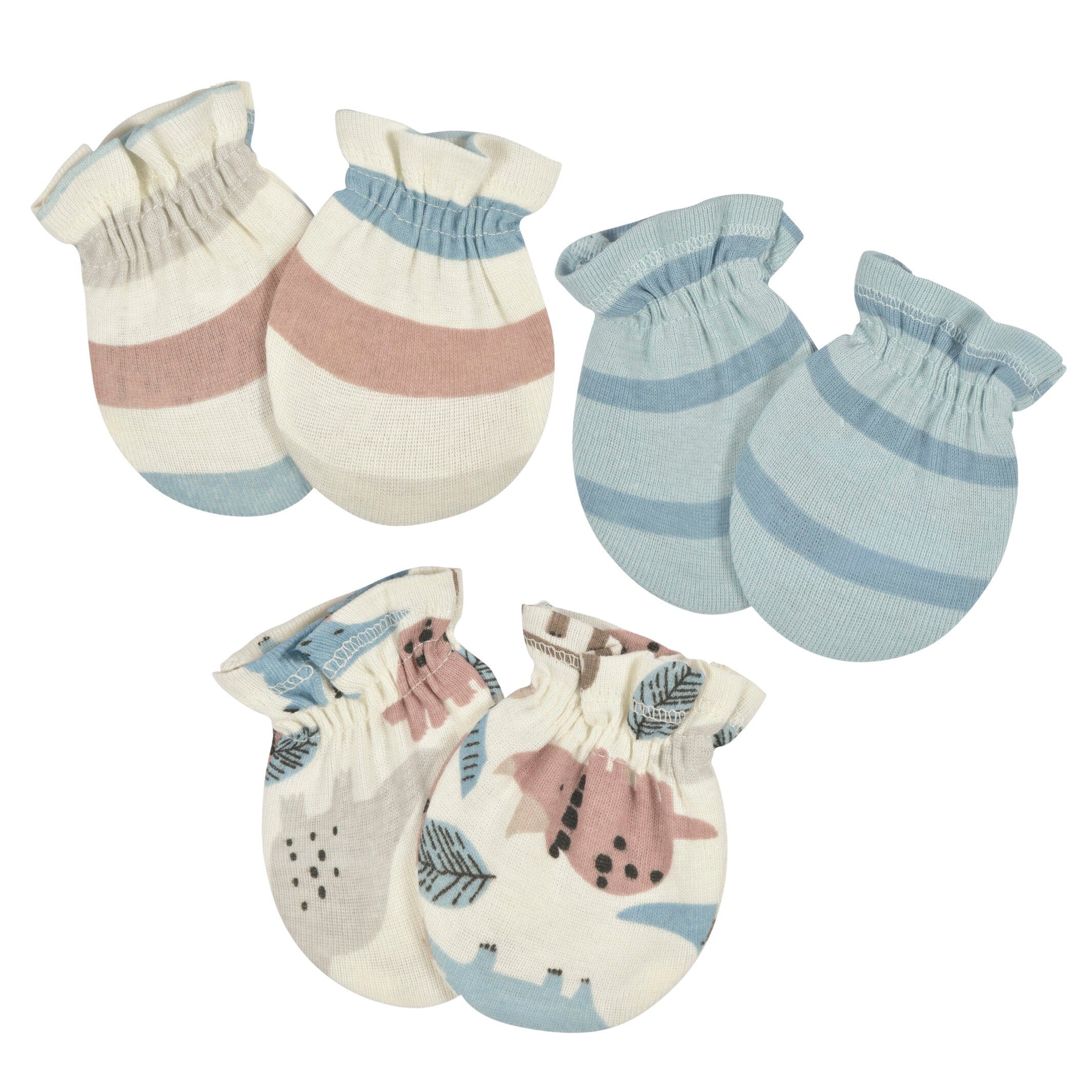 3-Pack Baby Boys Dino No Scratch Mittens